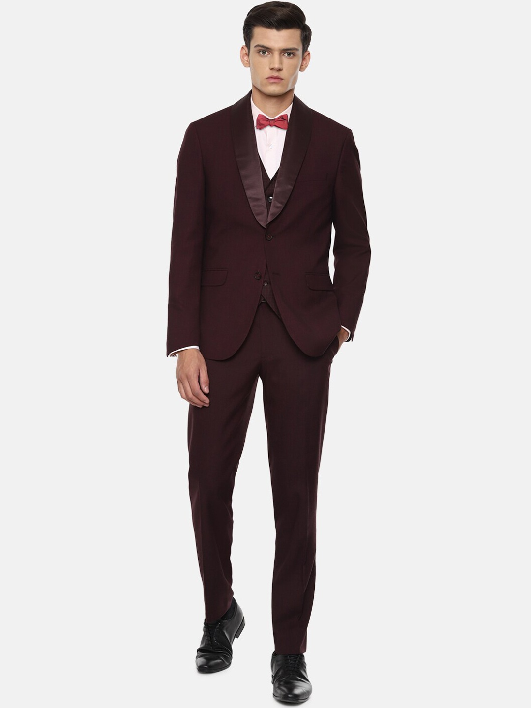 

Van Heusen Men Brown Solid Slim-Fit Tuxedo 4-Piece Party Suit