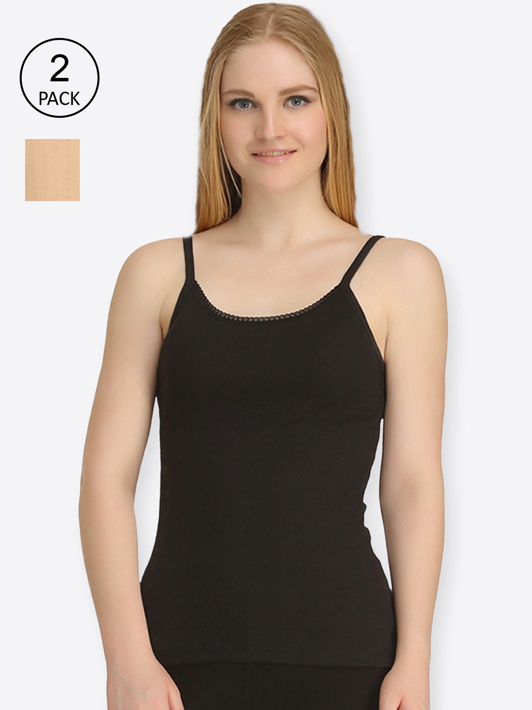 

Kanvin Women Pack Of 2 Solid Thermal Tops, Black