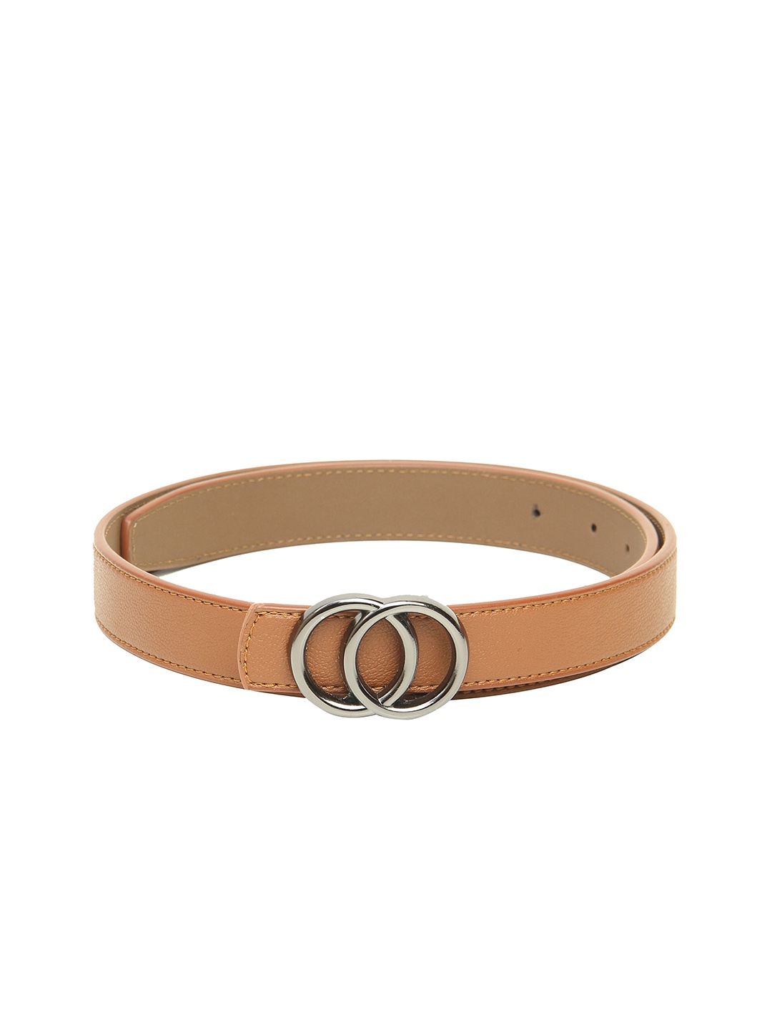 

Calvadoss Girls Tan & Metallic Synthetic Leather Solid Belt