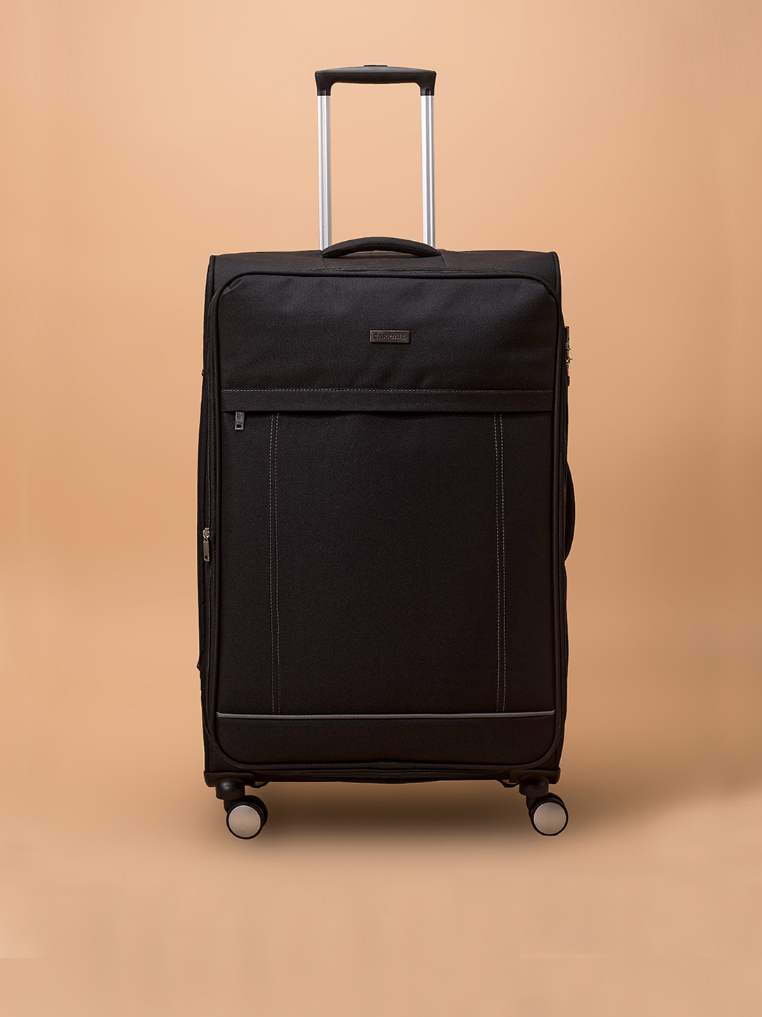 

CARRIALL Black Solid Soft-Sided Medium Trolley Suitcase