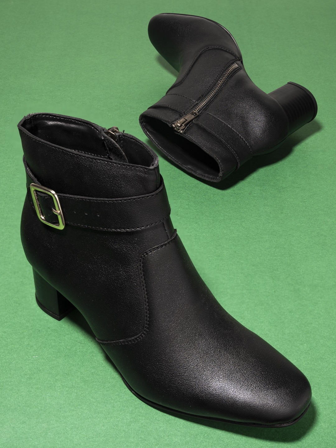 

El Paso Black High-Top Block Heeled Boots