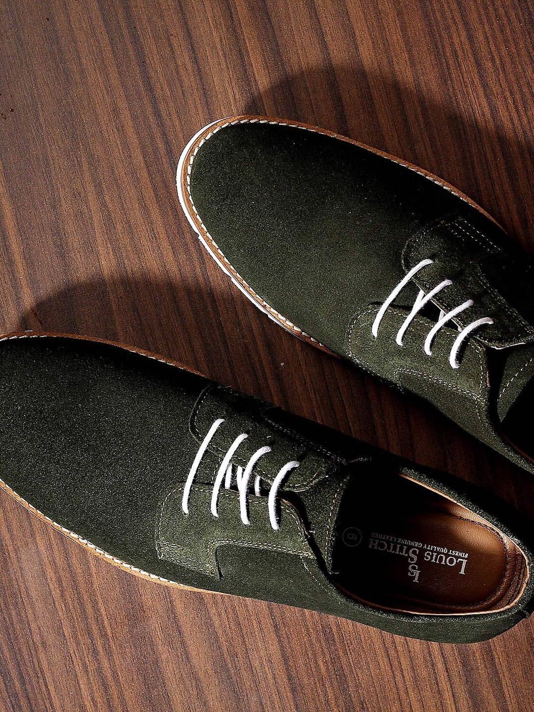 

LOUIS STITCH Men Green Suede Derbys