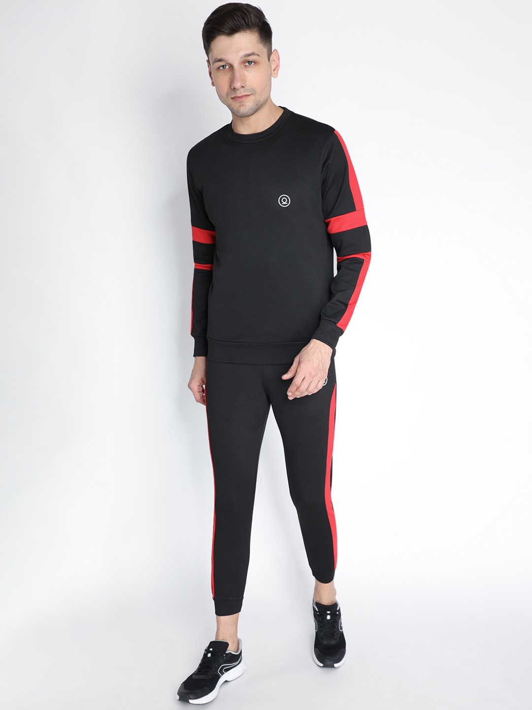 

Chkokko Men Black & Red Colourblocked Track Suit