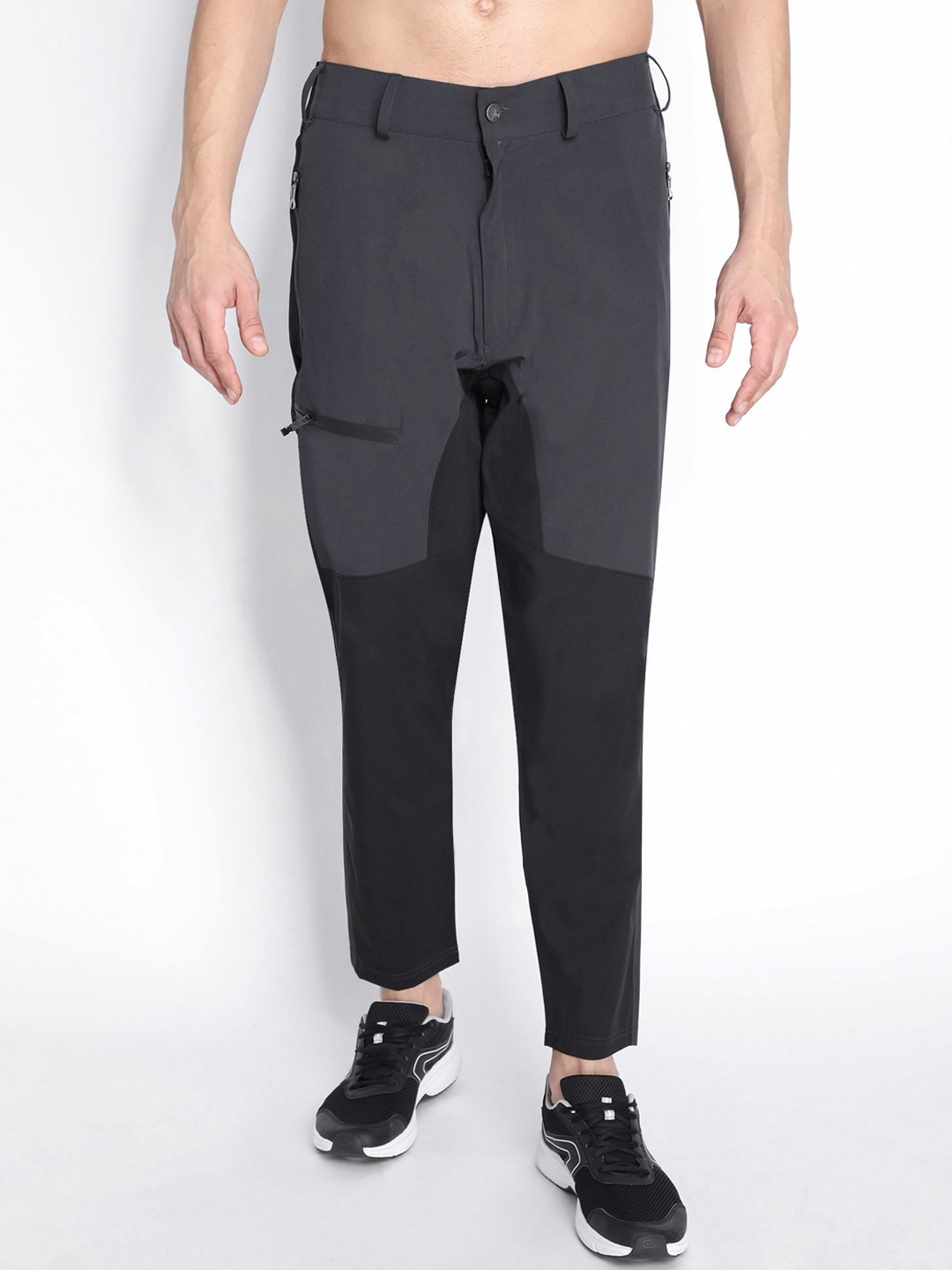 

CHKOKKO Men Grey & Black Sports Gym Track Pant with Pocket