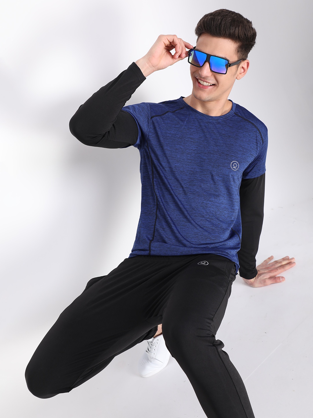

CHKOKKO Men Blue Dri-FIT Outdoor T-shirt
