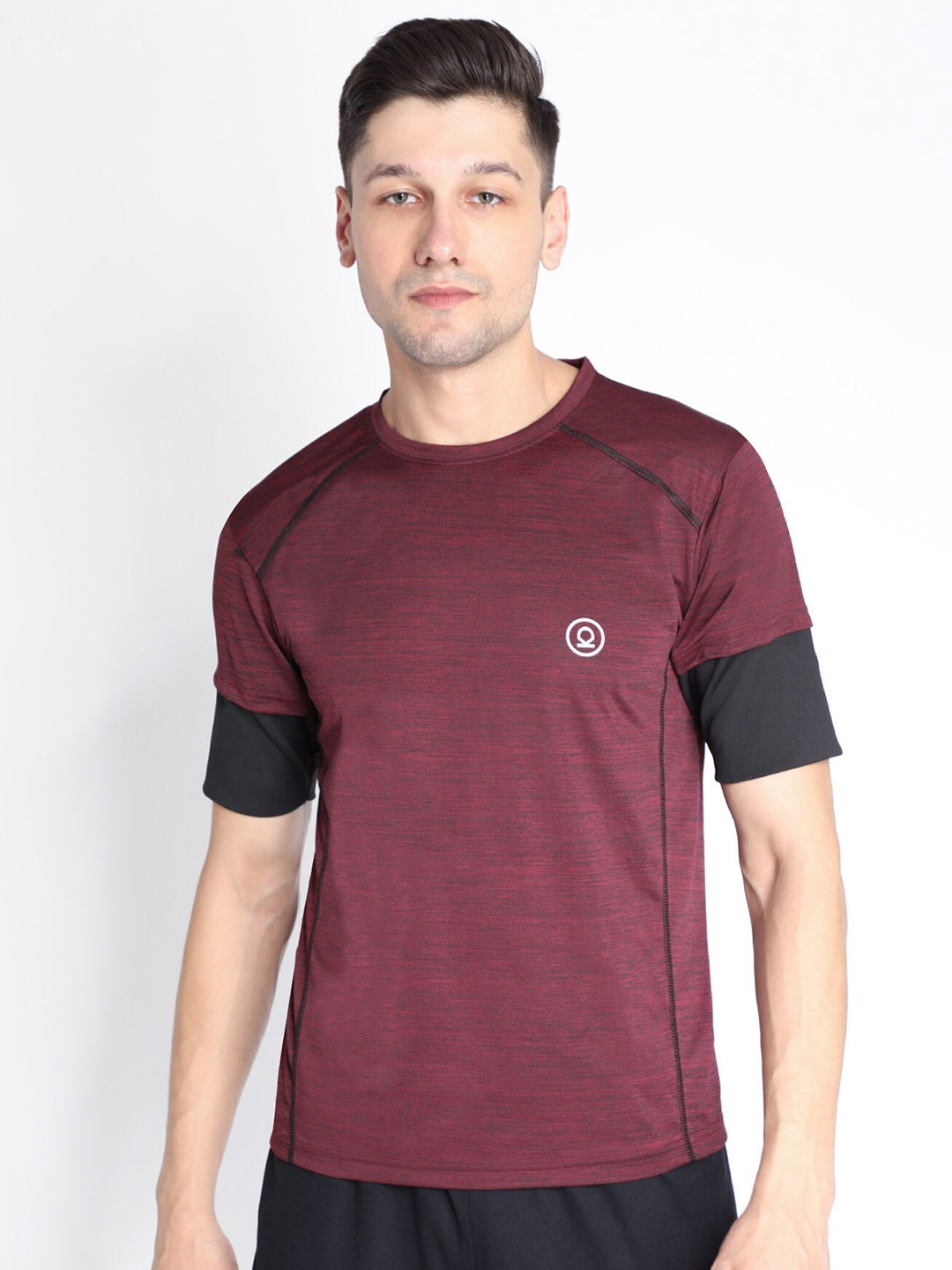 

CHKOKKO Men Maroon Dri-FIT Sports T-shirt