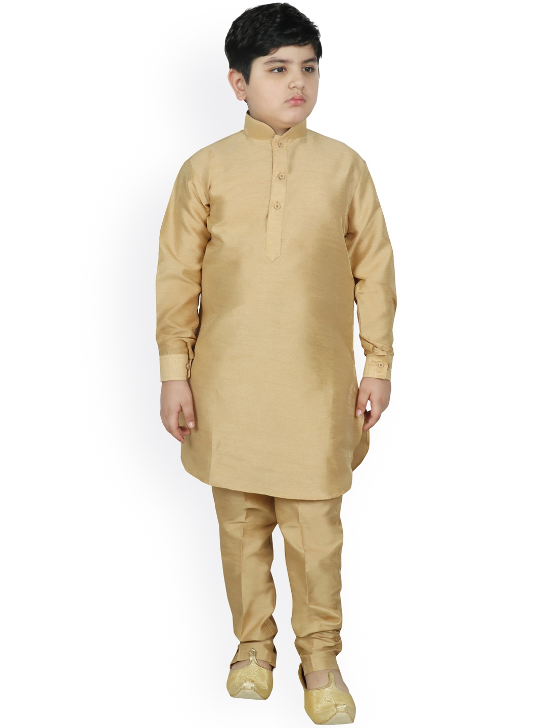 

SG YUVRAJ Boys Beige Raw Silk Kurta with Churidar