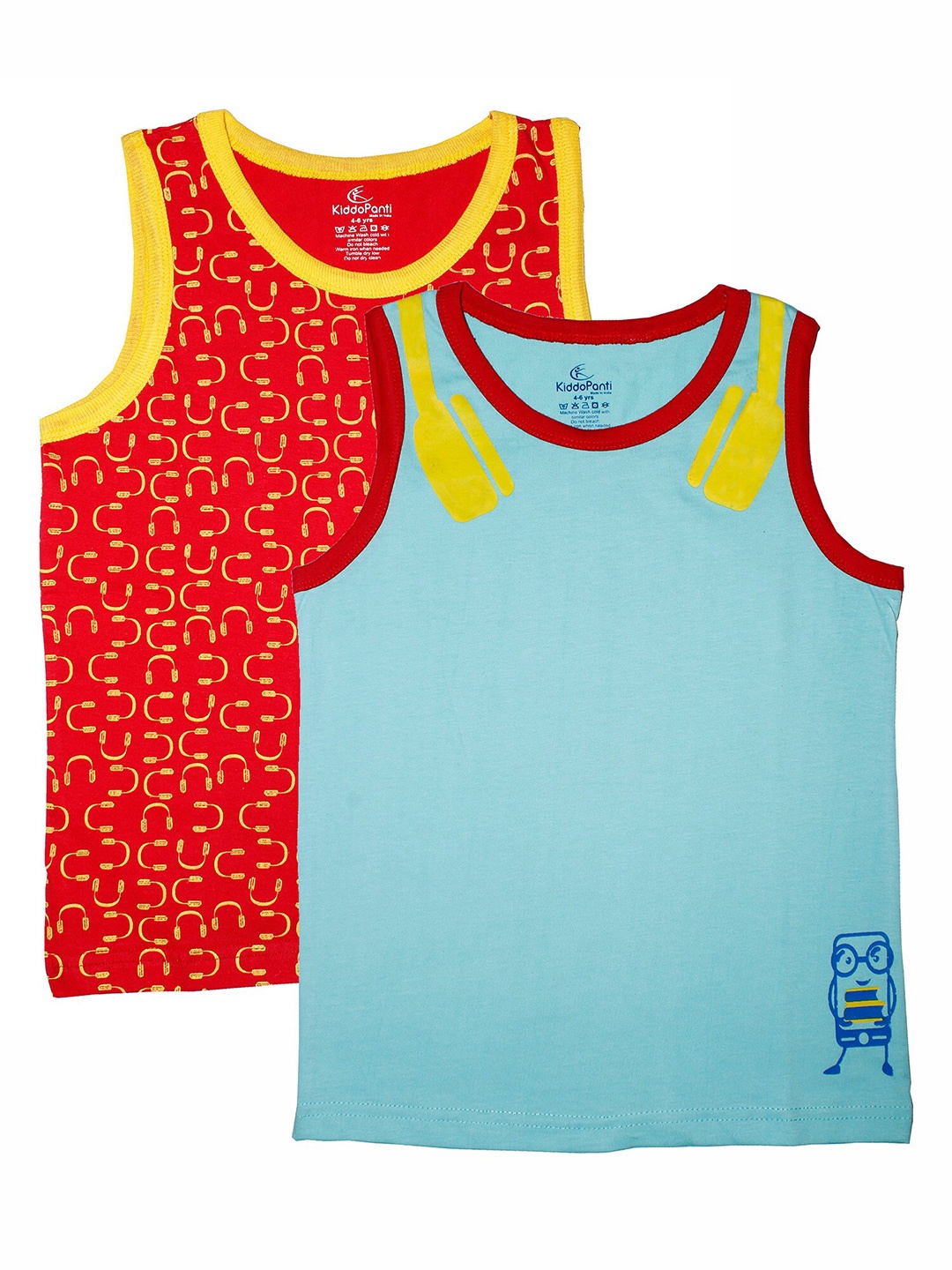 

KiddoPanti Boys Turquoise Pack Of 2 Sleeveless Printed T-shirts, Turquoise blue