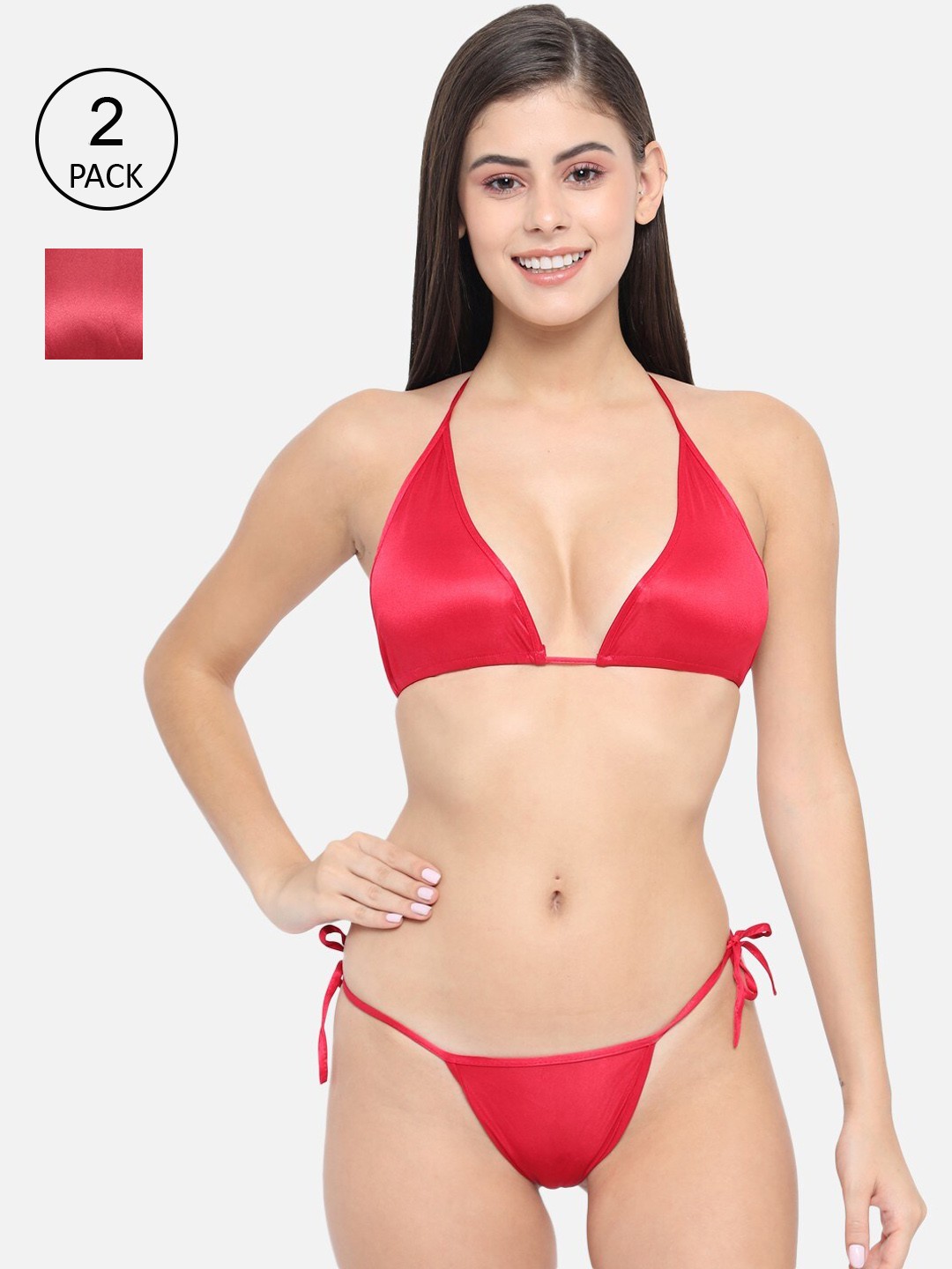 

Klamotten Women Pack Of 2 Solid Lingrie Set 13M-11C, Maroon