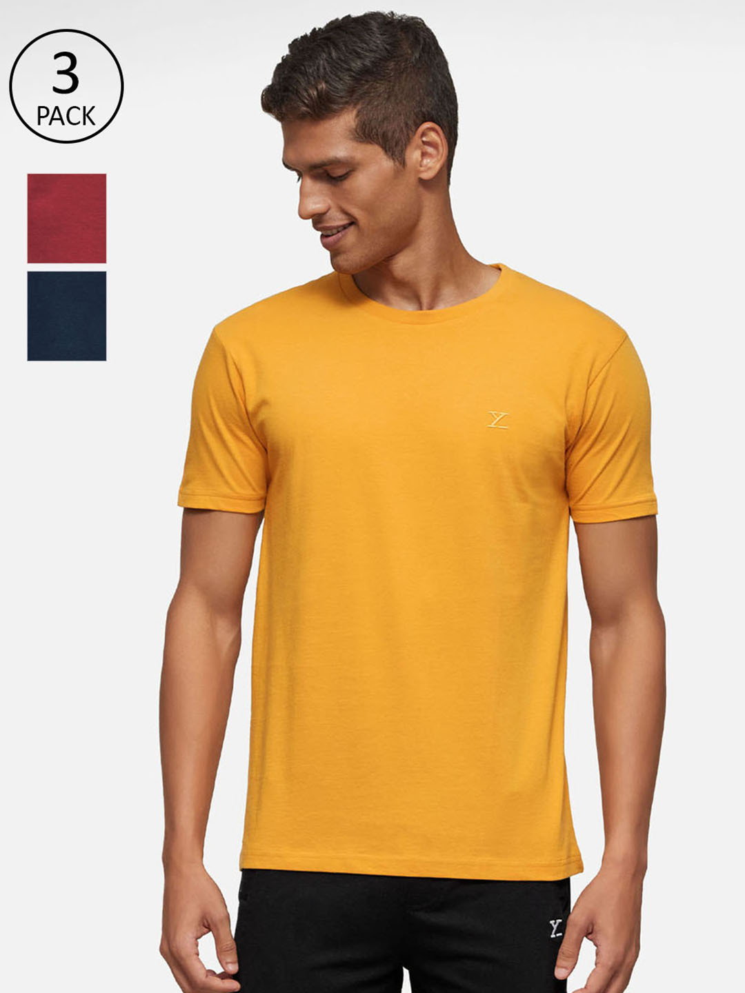 

XYXX Men Pack Of 3 Pure Organic Cotton Lounge T-Shirts, Mustard