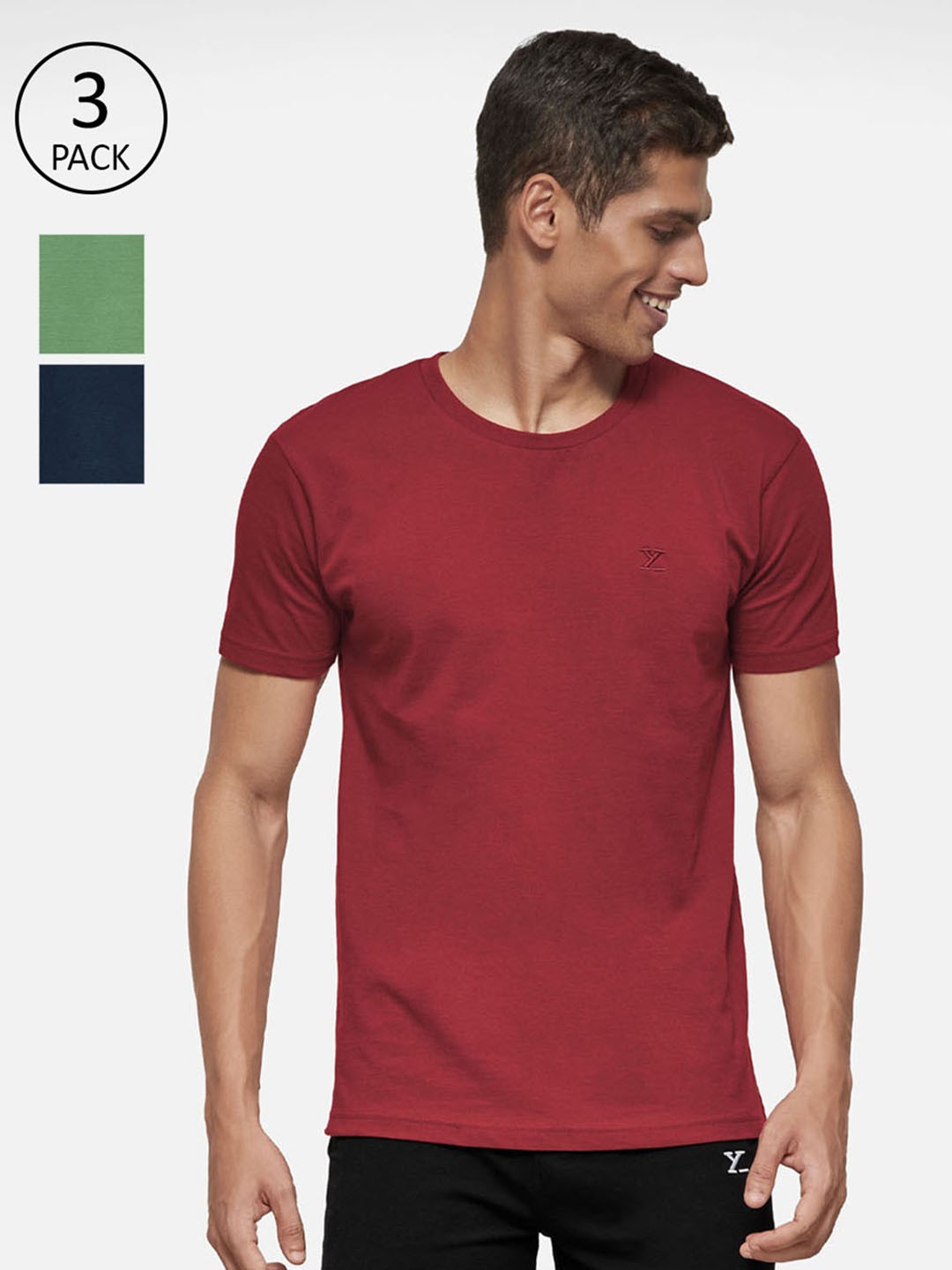 

XYXX Men Pack of 3 Solid Antimicrobial Organic Cotton Lounge T-Shirts, Multi