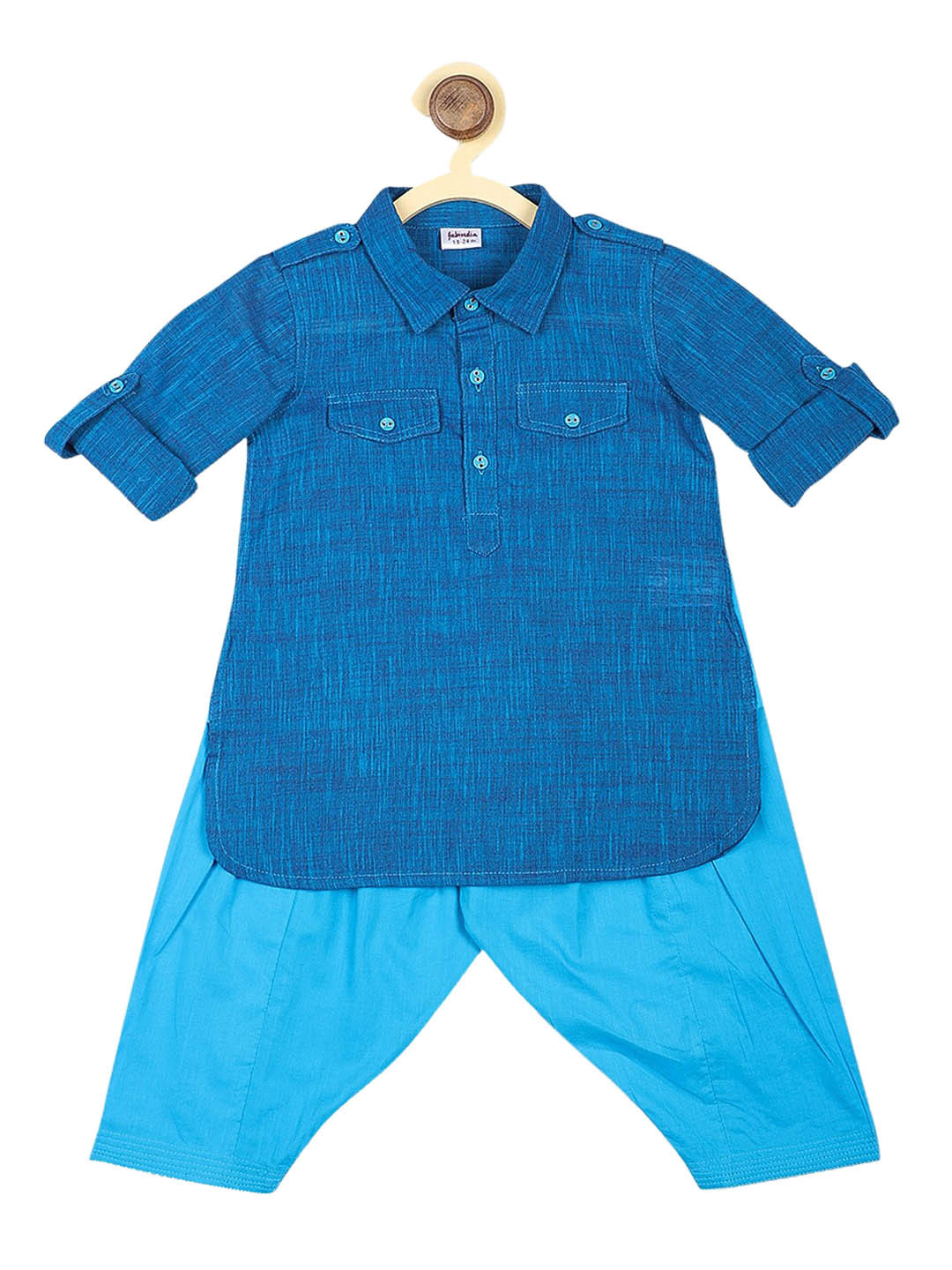 

Fabindia Boys Blue Regular Pure Cotton Kurta with Salwar