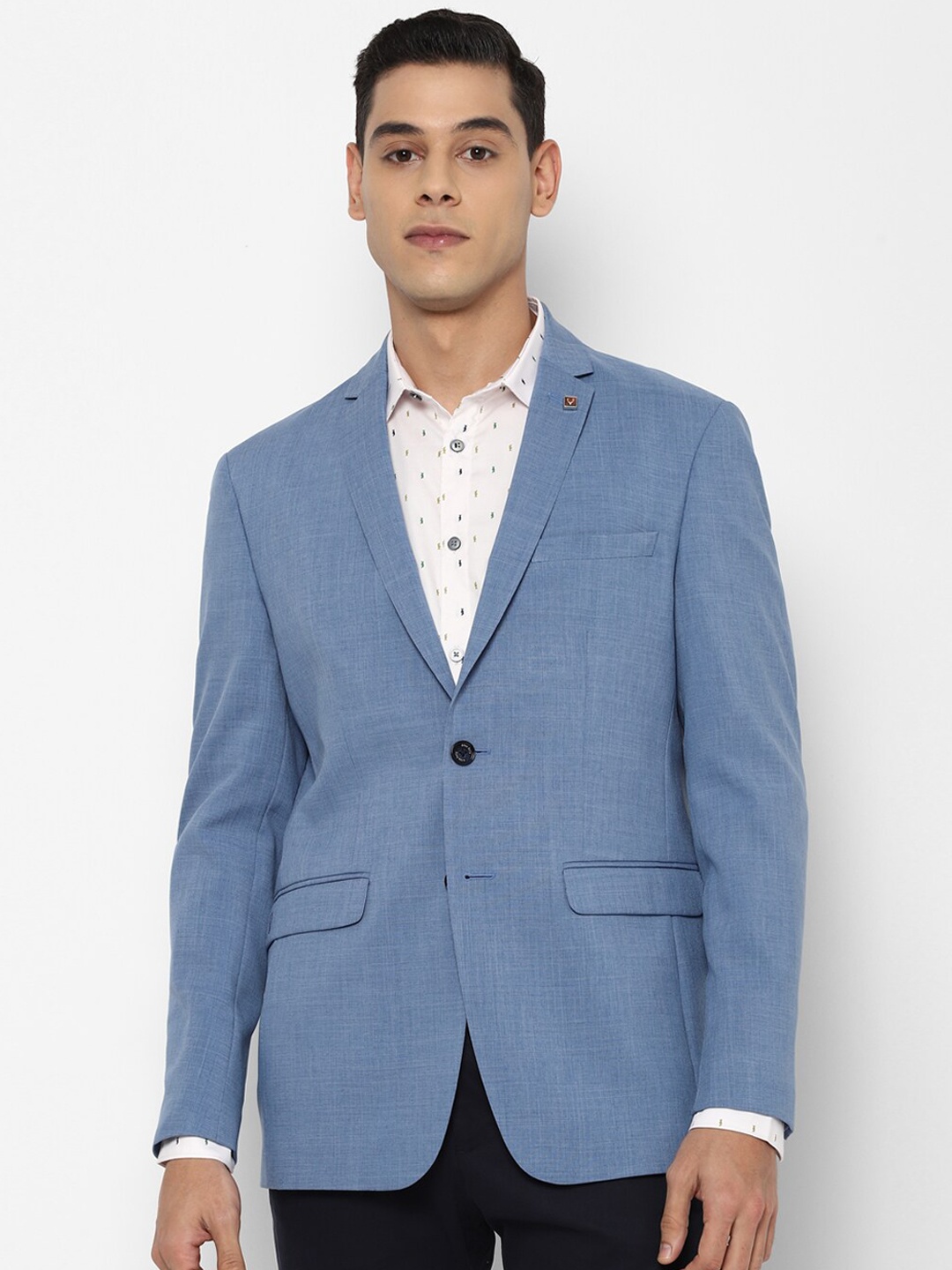 

Allen Solly Men Blue Self-Design Single-Breasted Slim-Fit Blazer