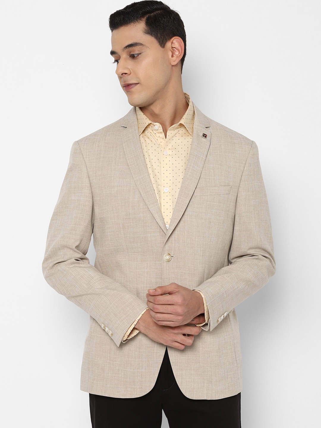 

Allen Solly Men Beige Self-design Single-Breasted Slim-Fit Blazer