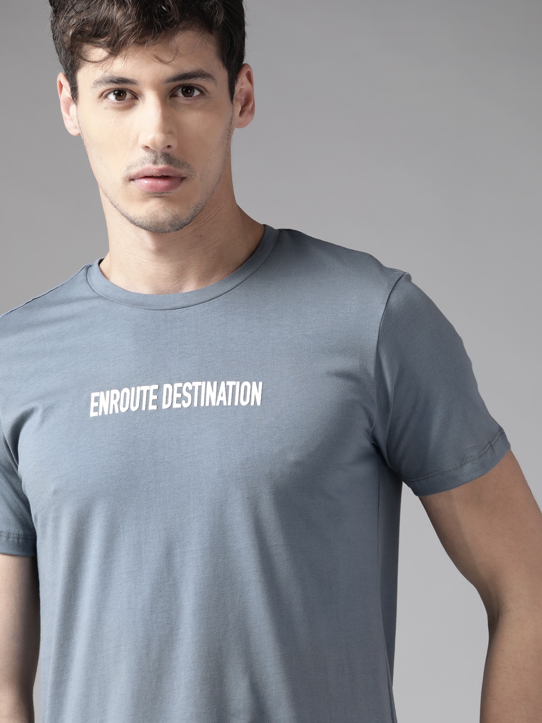 

The Roadster Lifestyle Co Men Blue Pure Cotton Typography Printed T-shirt