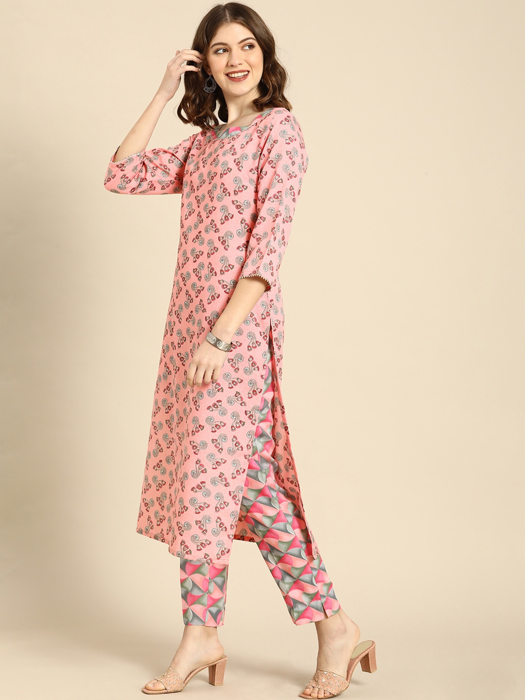 

Anouk Women Multicoloured Quirky Printed Regular Gotta Patti Kurta with Trousers, Multi