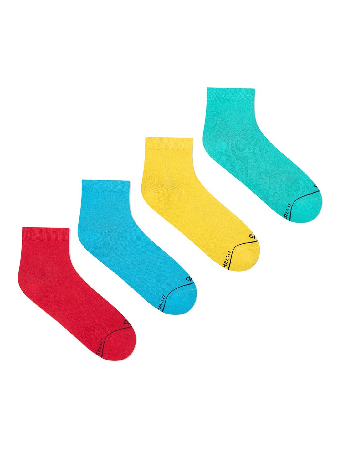

Dynamocks Men Pack Of 4 Multicoloured Solid Ankle Length Socks, Multi