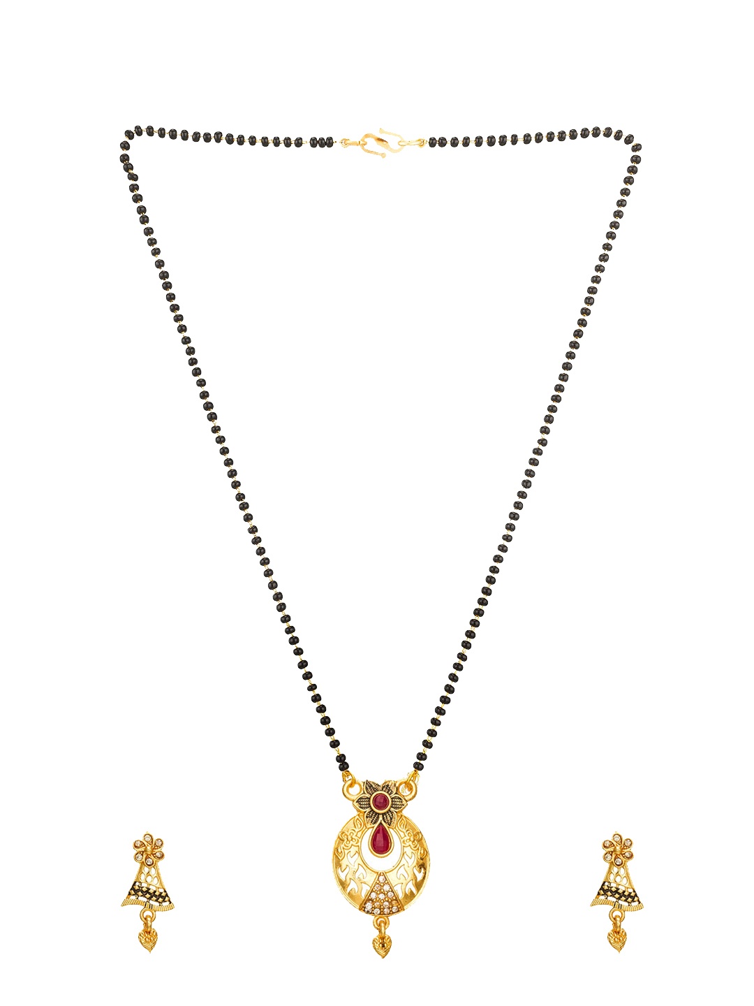 

Aadita Women Gold Tone Pearl Mangalsutra with Earrings