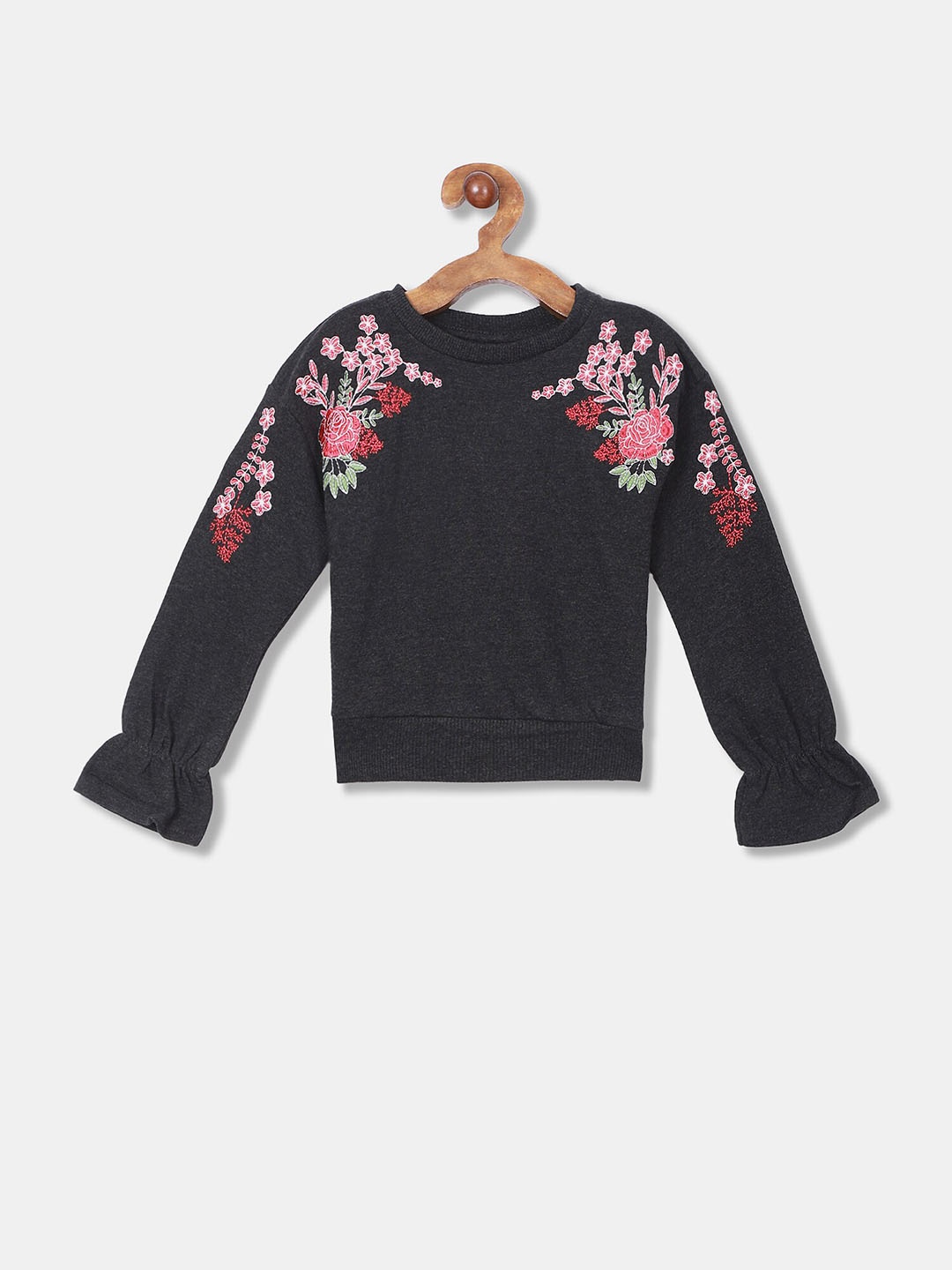 

Cherokee Girls Black & Pink Embroidered Cotton Sweatshirt