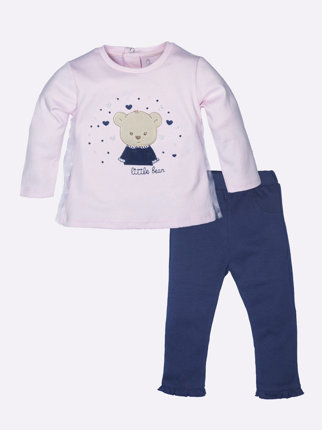 

BABY GO Girls Pink & Blue Printed Pure Cotton Top with Pyjamas