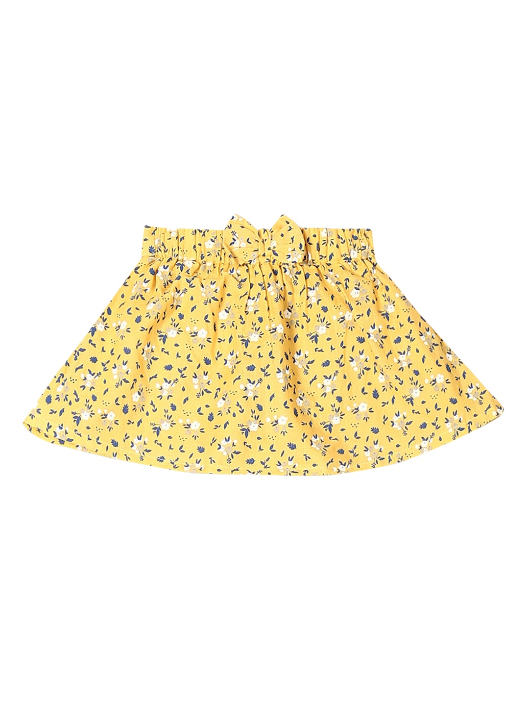 

Donuts Girls Yellow & White Floral Printed Pure Cotton Mini Flared Skirt