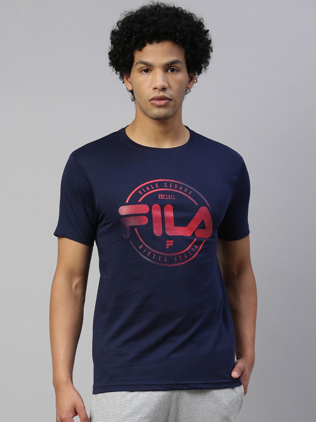 

FILA Men Blue Typography Printed T-shirt