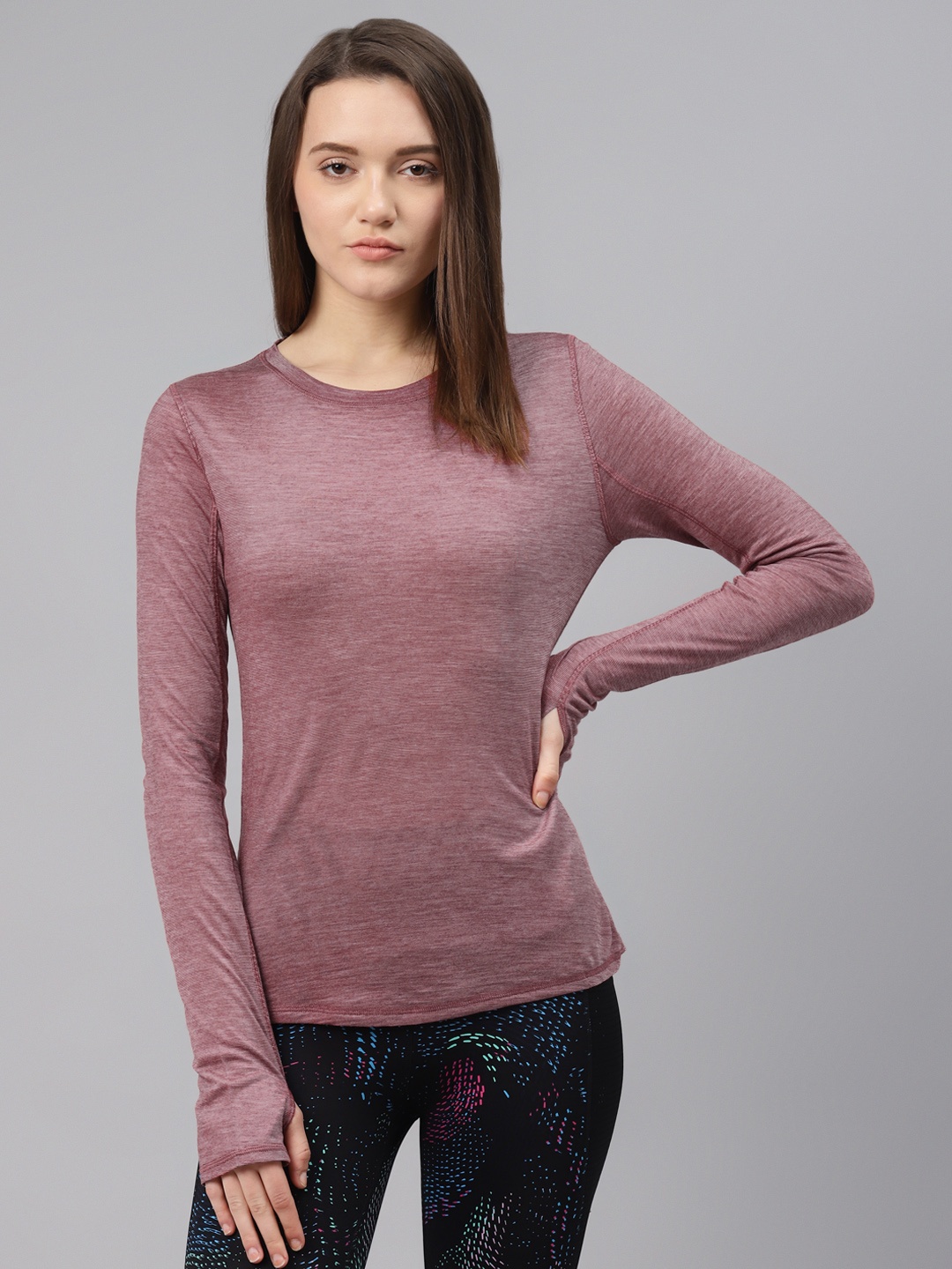 

Marks & Spencer Women Mauve Solid Thumbhole T-shirt