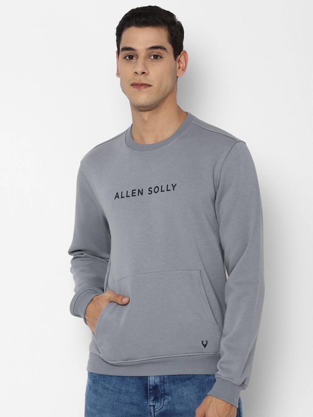 

Allen Solly Men Grey Printed Pure Cotton Sweatshirt