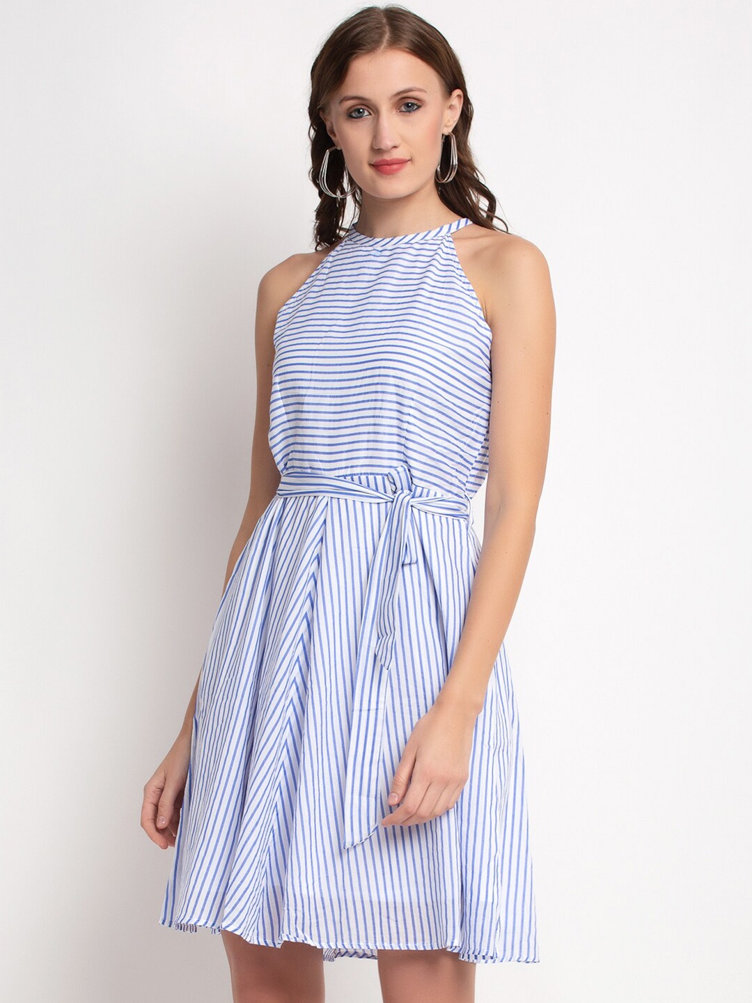 

Aujjessa White & Blue Striped Dress