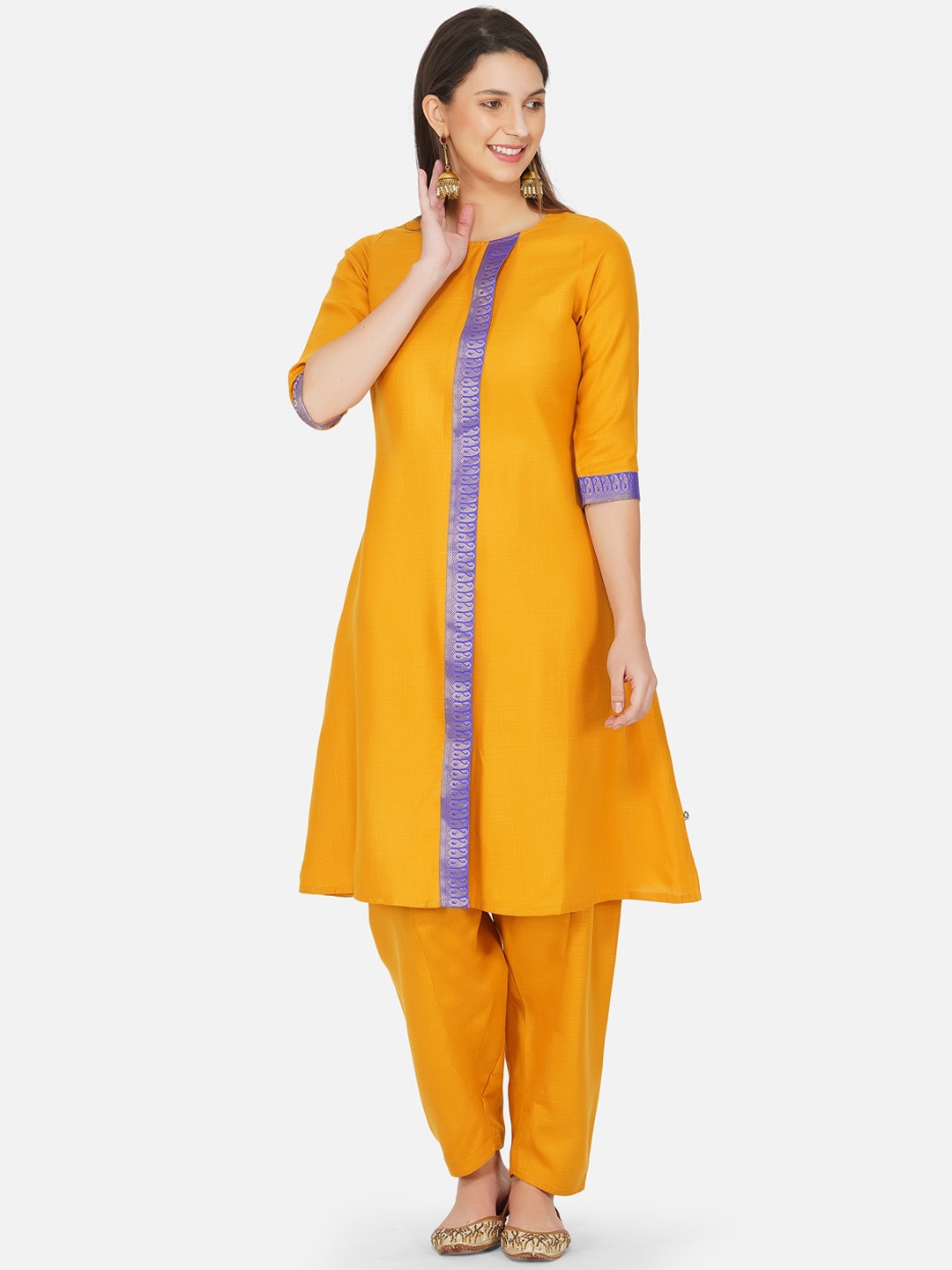

FABNEST Women Mustard Yellow Regular Kurta with Salwar