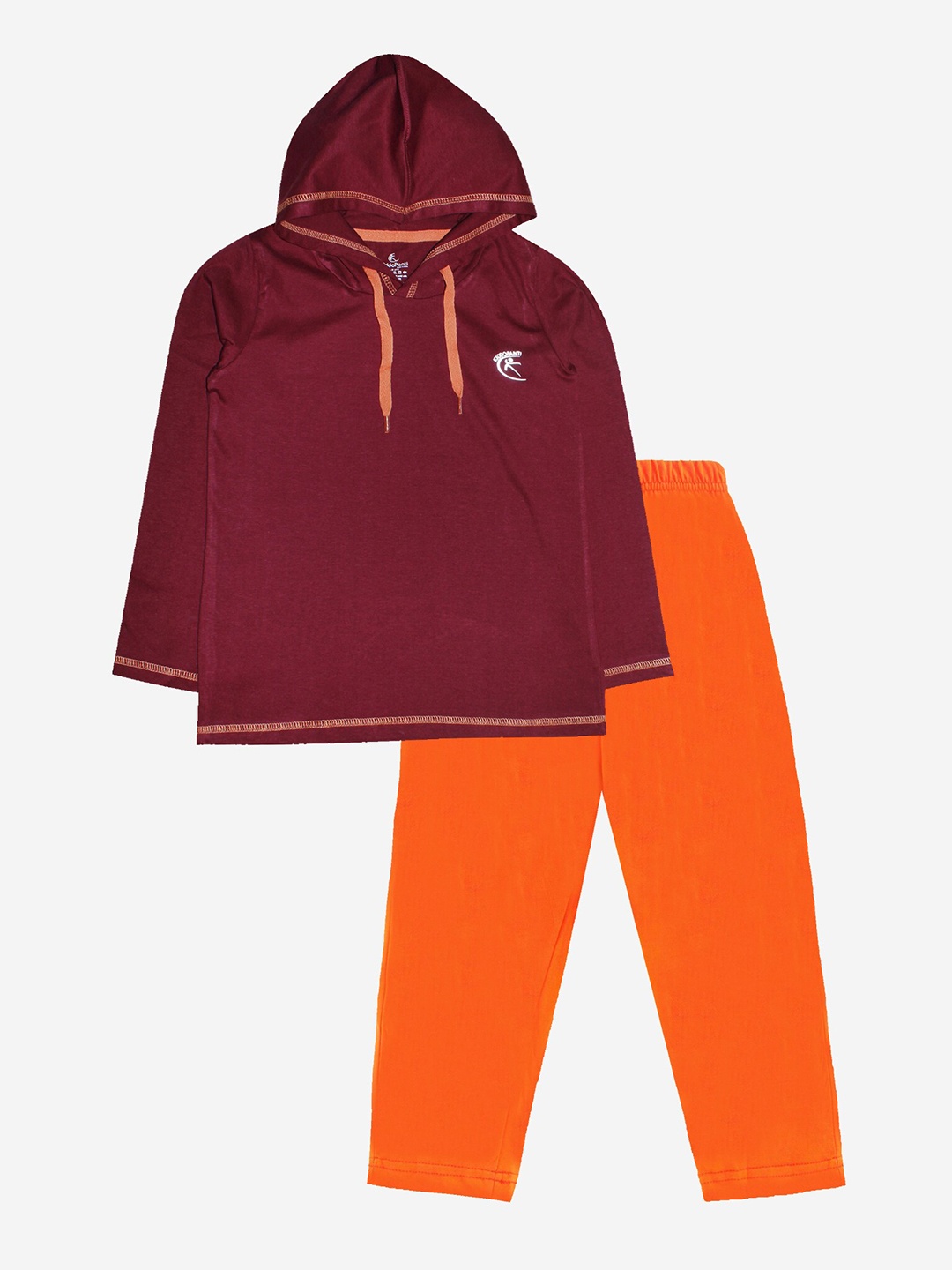 

KiddoPanti Boys Maroon & Orange Printed Hooded T-shirt with Pyjamas