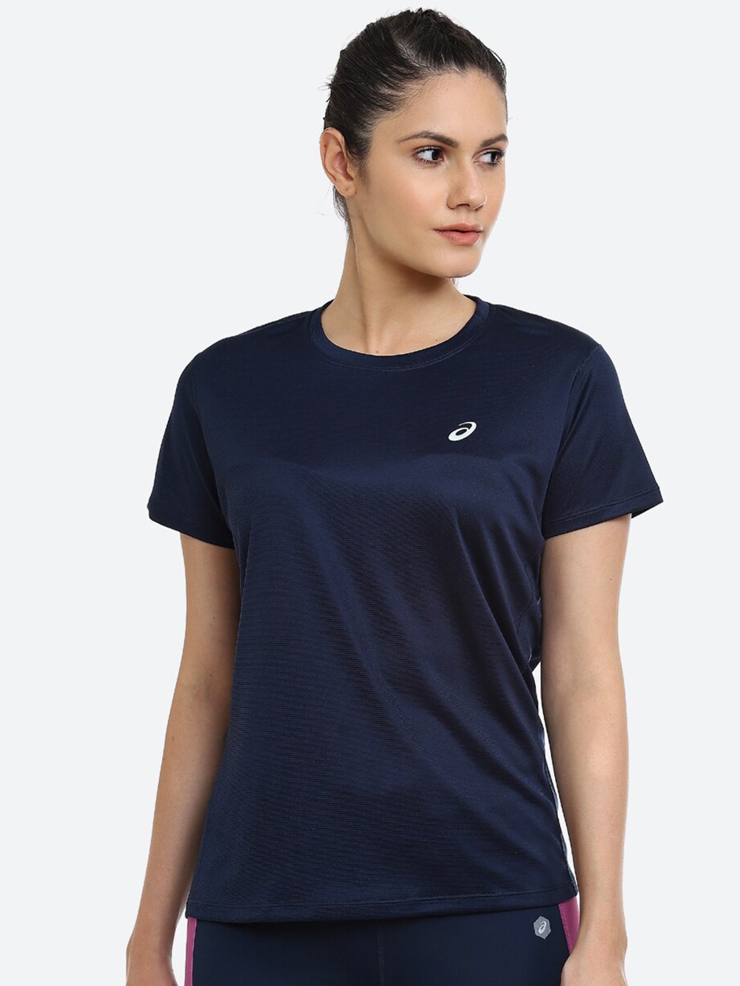 

ASICS Women Blue SILVER SS Running T-shirt