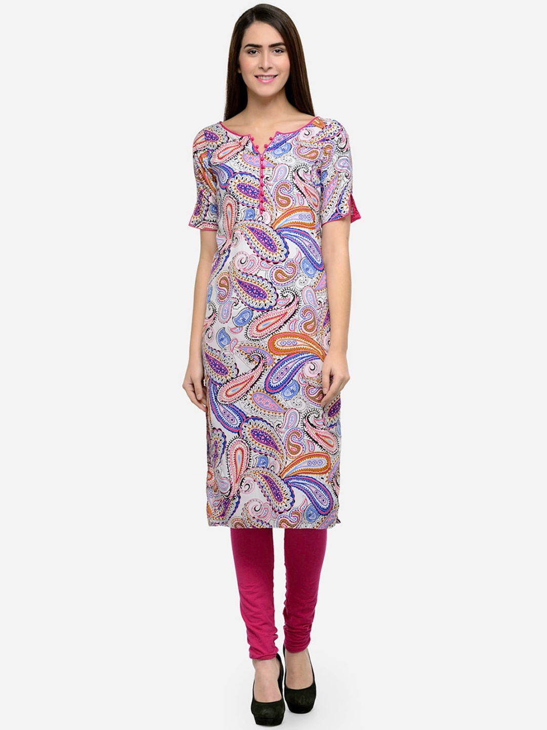 

Enchanted Drapes Women Pink Paisley Printed Kurta