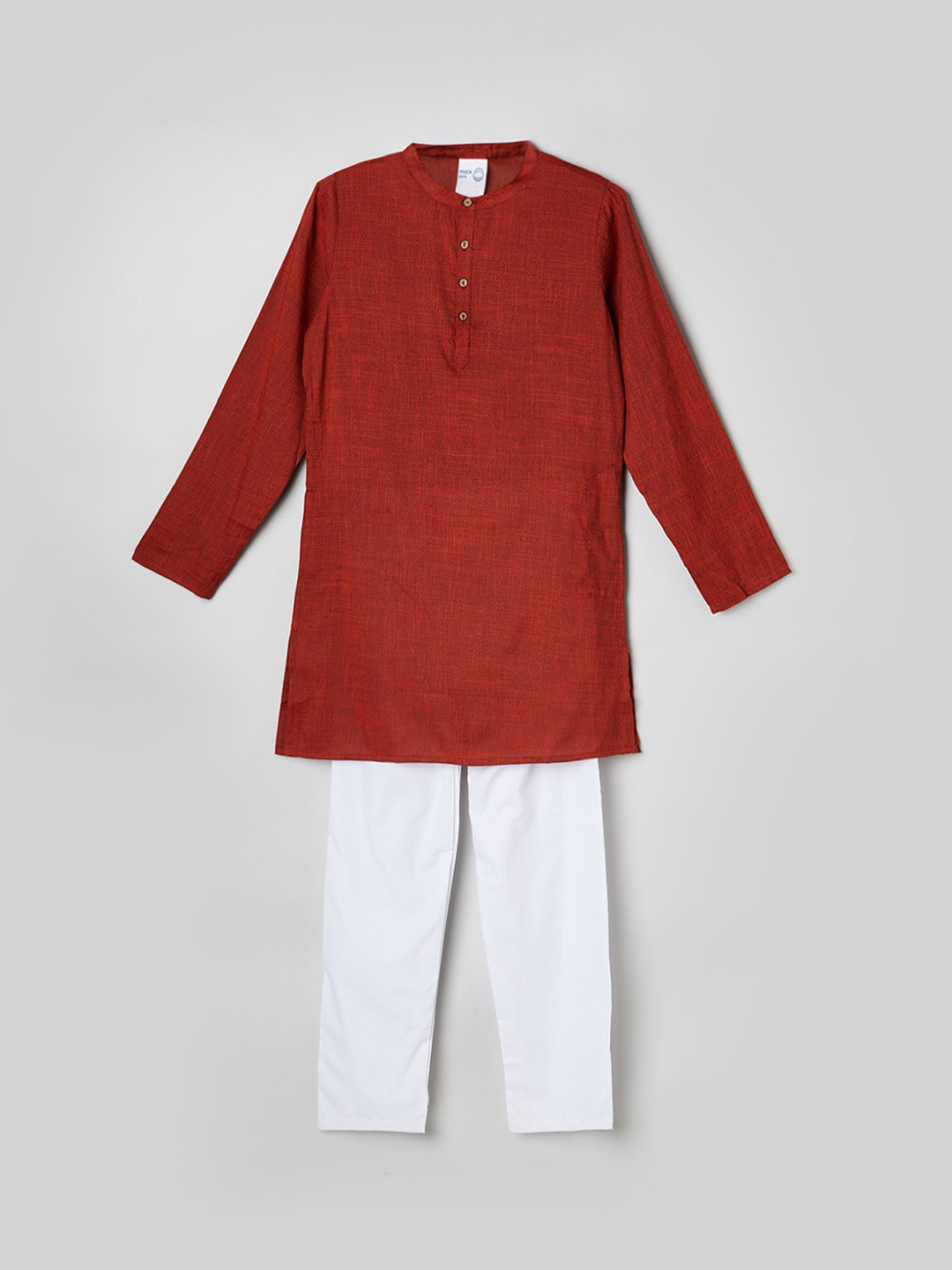 

max Boys Maroon & White Solid Regular Pure Cotton Kurta with Pyjamas