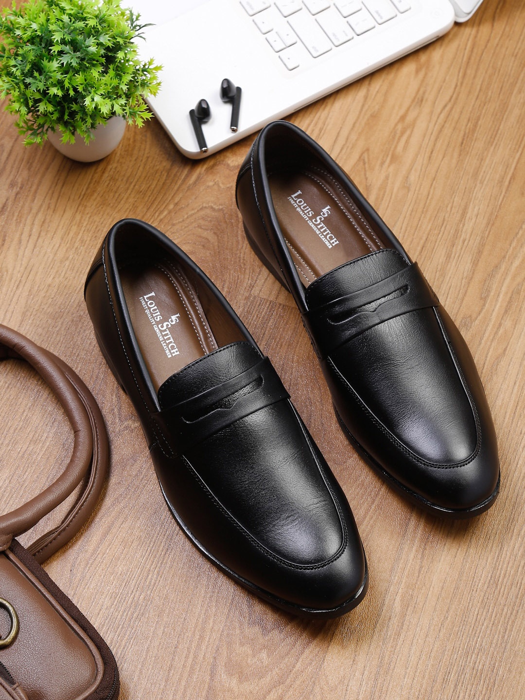 

LOUIS STITCH Men Obsidian Black Mocassins Italian Leather Formal Shoes