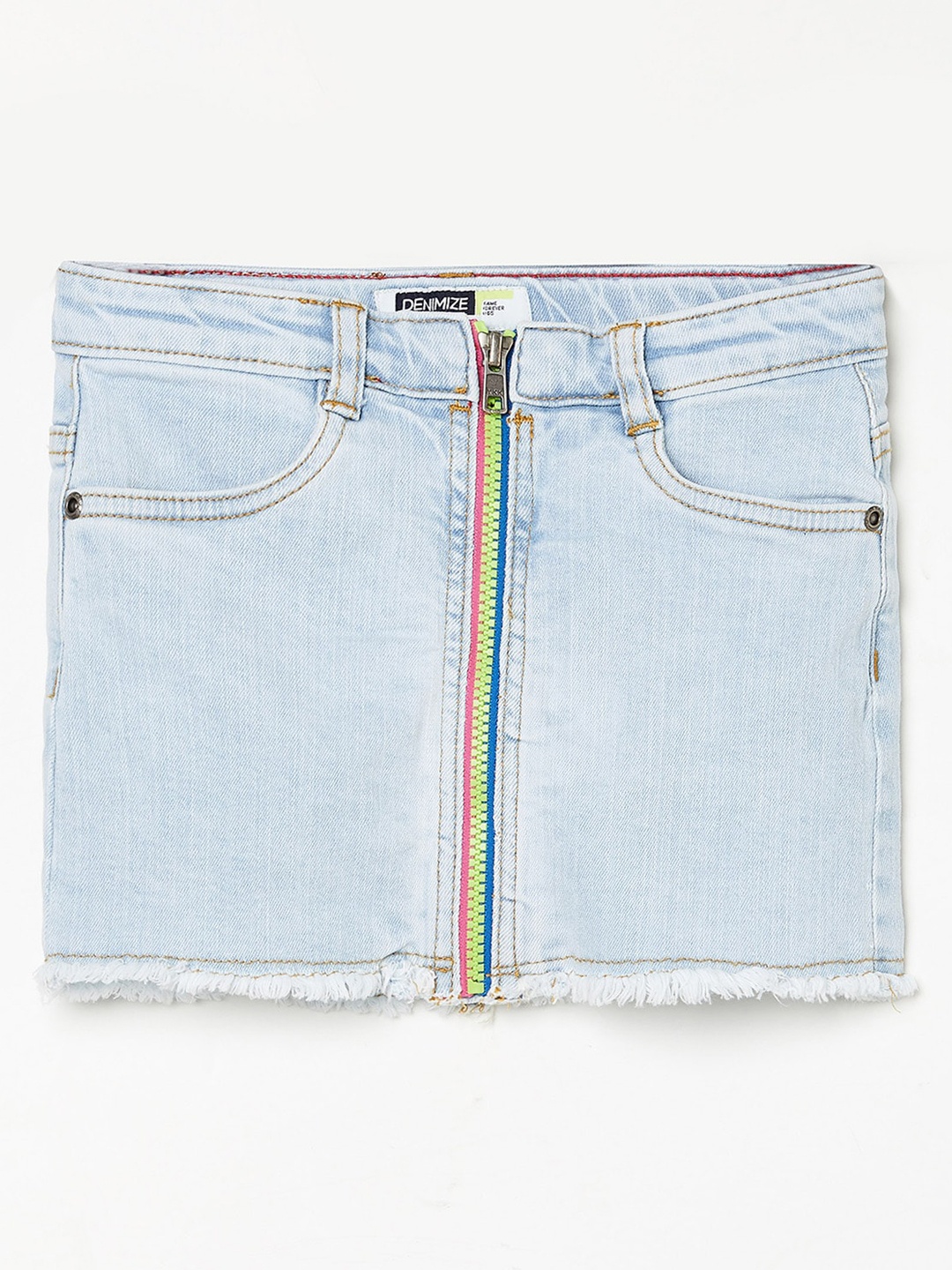 

Denimize by Fame Forever Girls Blue Solid Above-Knee Straight Denim Skirts