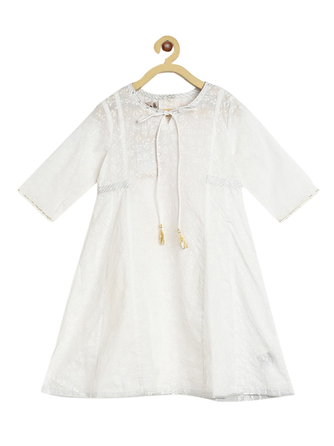 

Fabindia Girls White Floral Printed Kurta