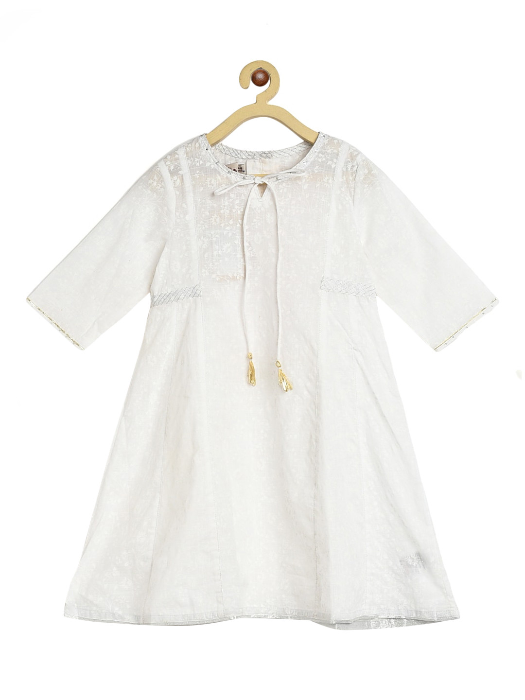 

Fabindia Girls White Floral Printed Anarkali Kurta