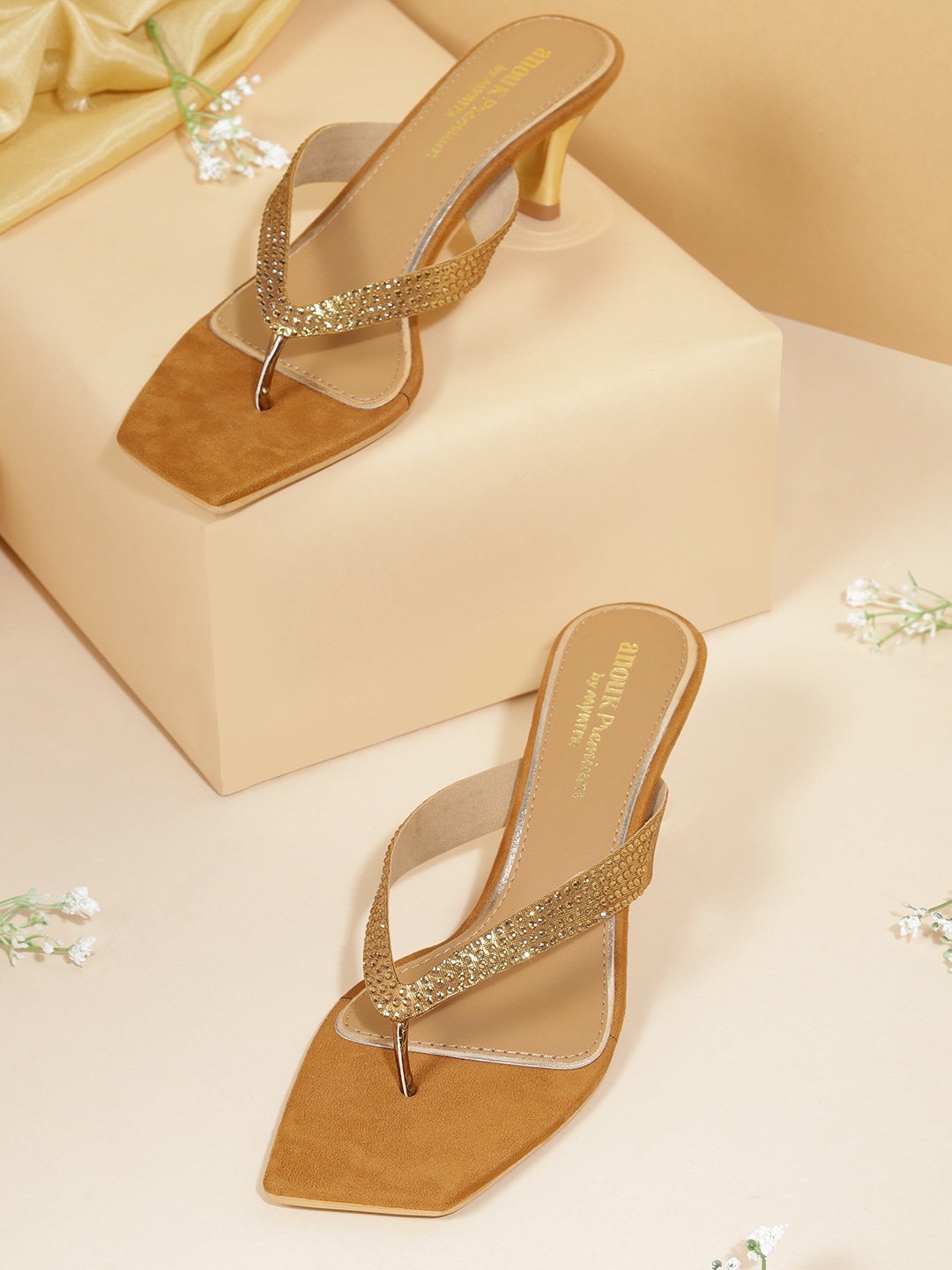 

Anouk Gold-Toned Embellished Kitten Heels