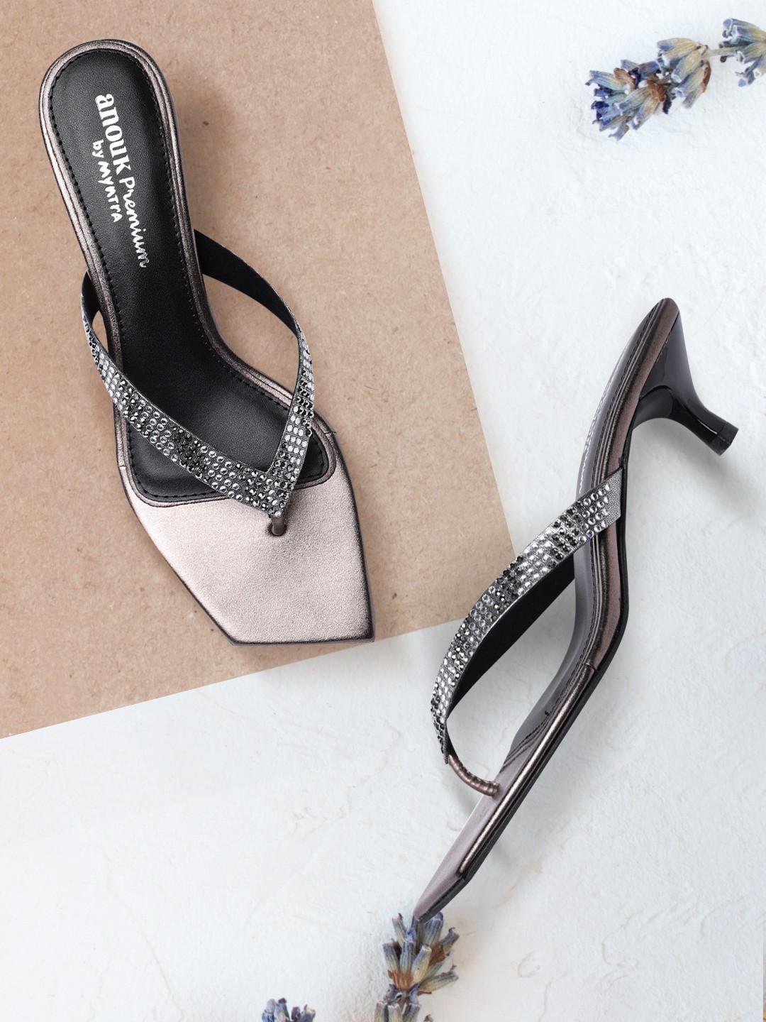 

Anouk Silver-Toned Embellished Party Sandals