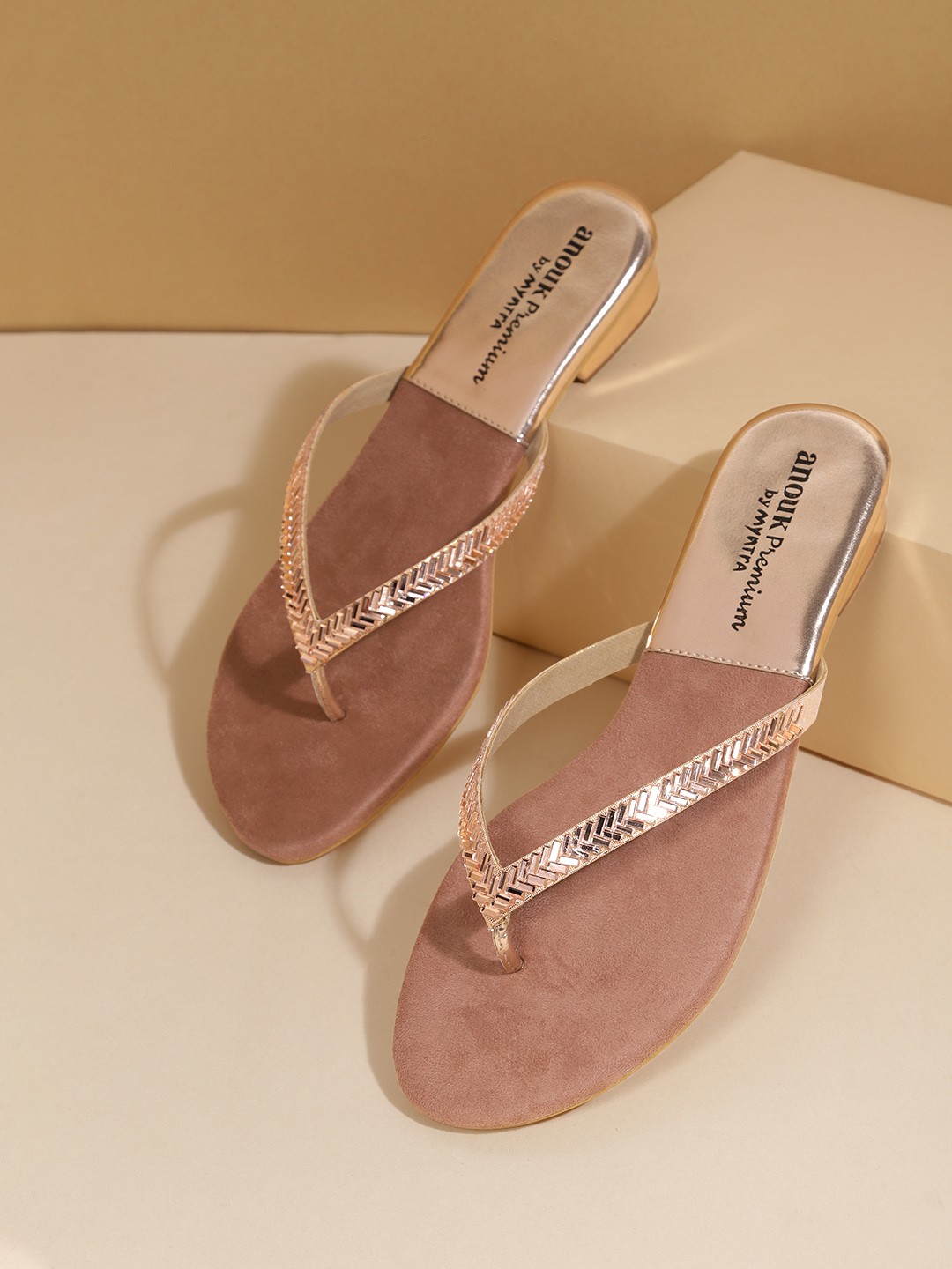 

Anouk Women Rose Gold-Toned Embellished Block Heels