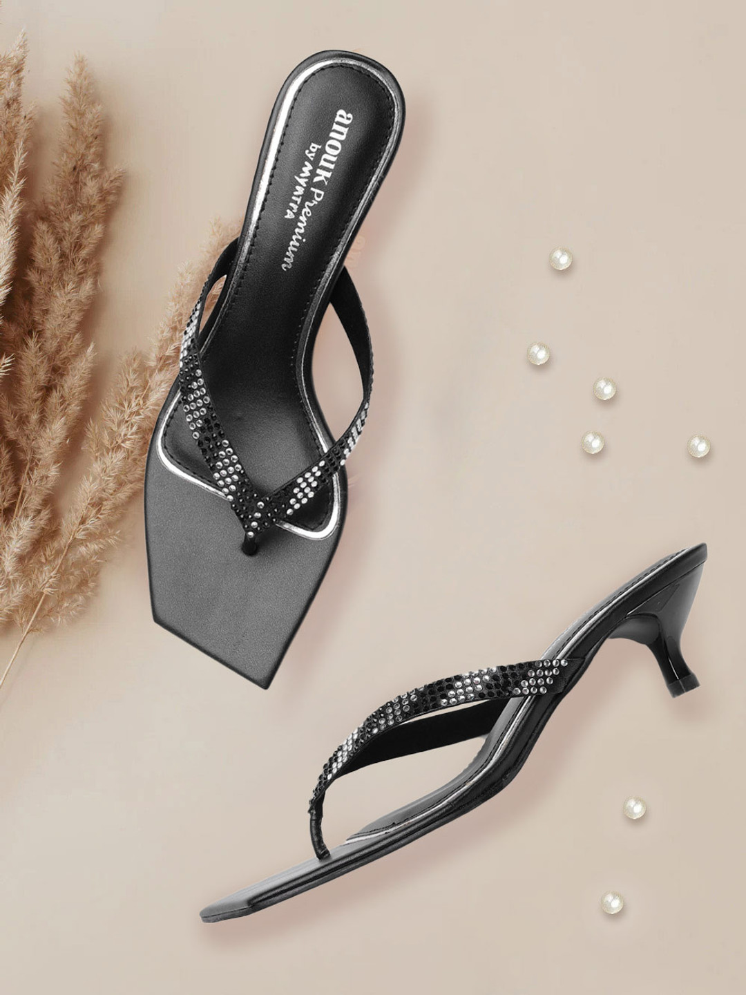 

Anouk Black Embellished Party Sandals
