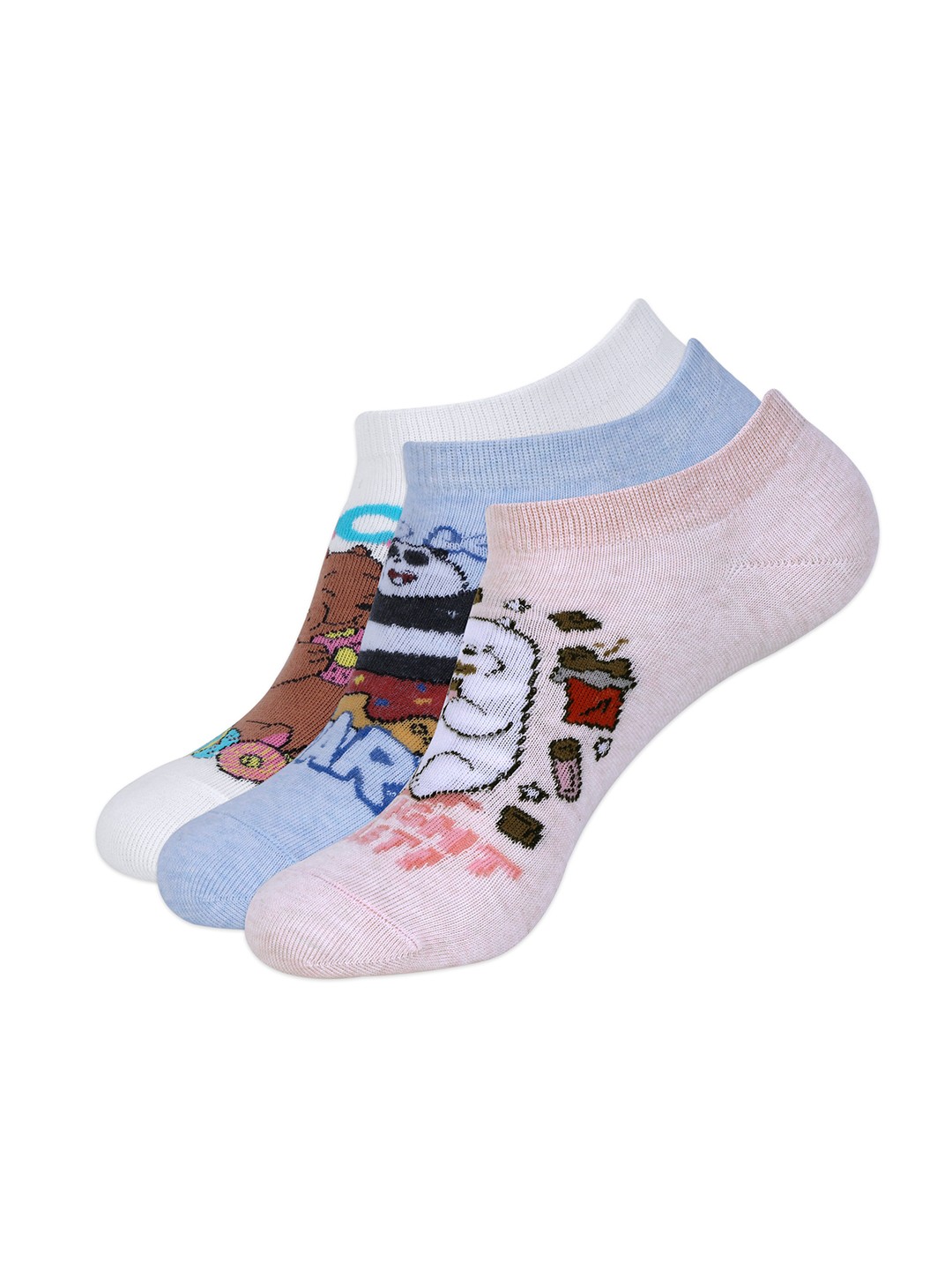 

Balenzia x We Bare Bears Women Pack Of 3 Ankle-Length Socks, Pink