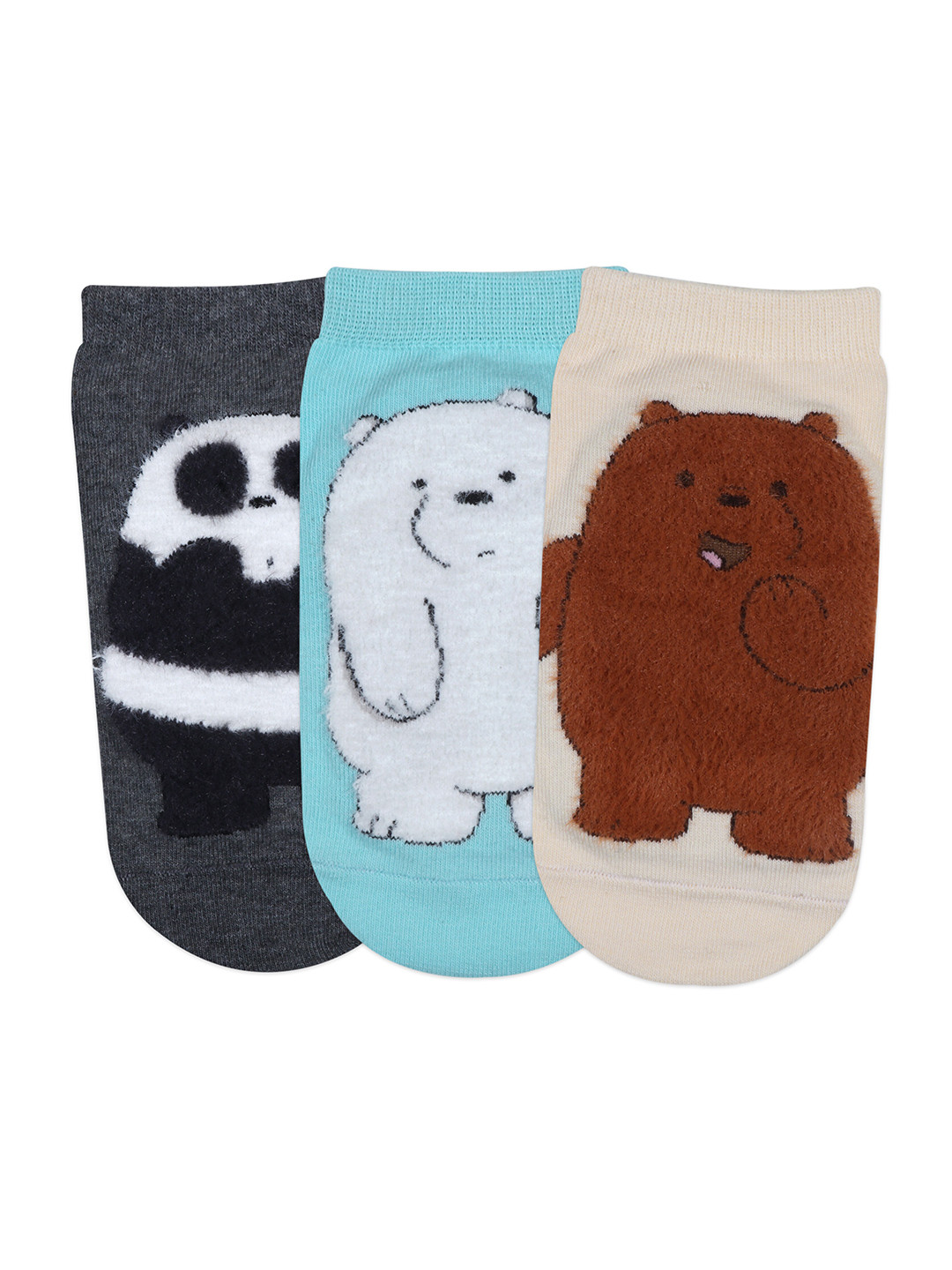 

Balenzia x We Bare Bears Women Pack Of 3 Patterned Ankle-Length Socks, Grey