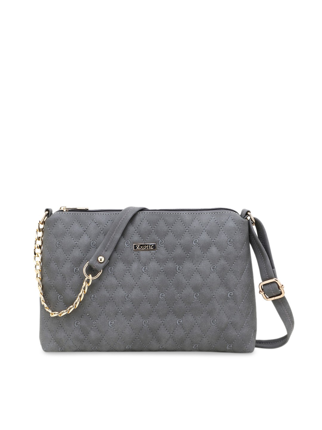 

Exotic Grey Textured PU Structured Quilted Sling Bag