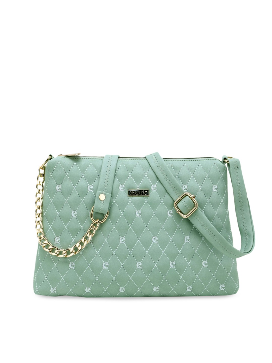 

Exotic Green PU Shopper Quilted Sling Bag