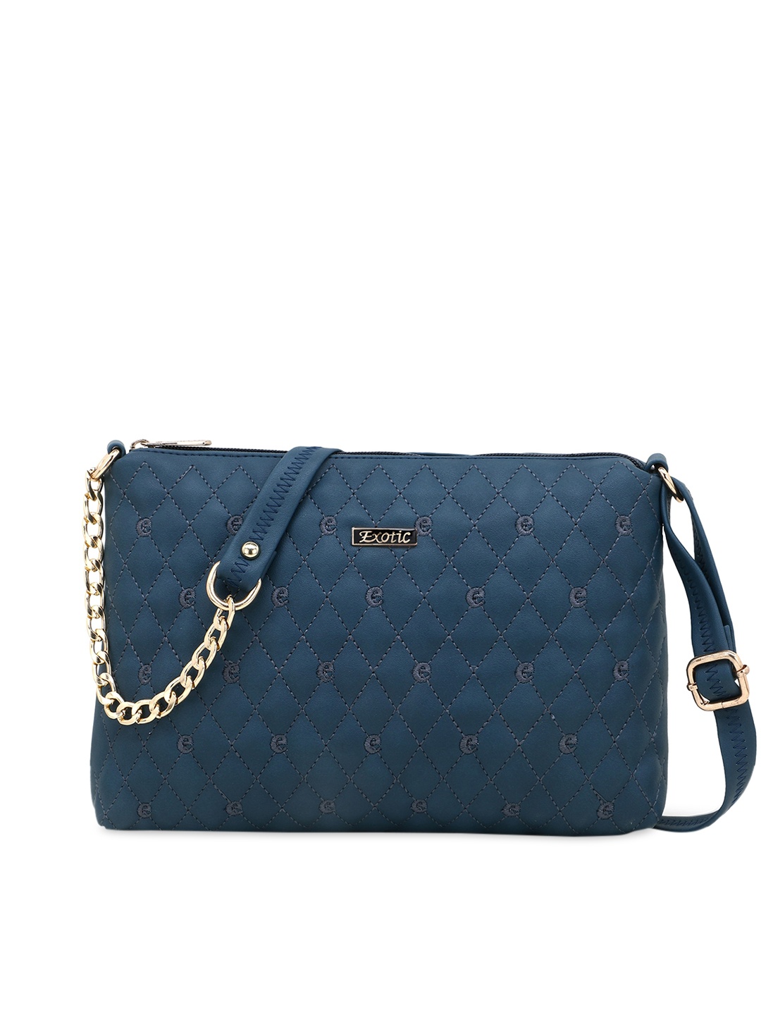 

Exotic Blue Textured PU Structured Sling Bag with Quilted