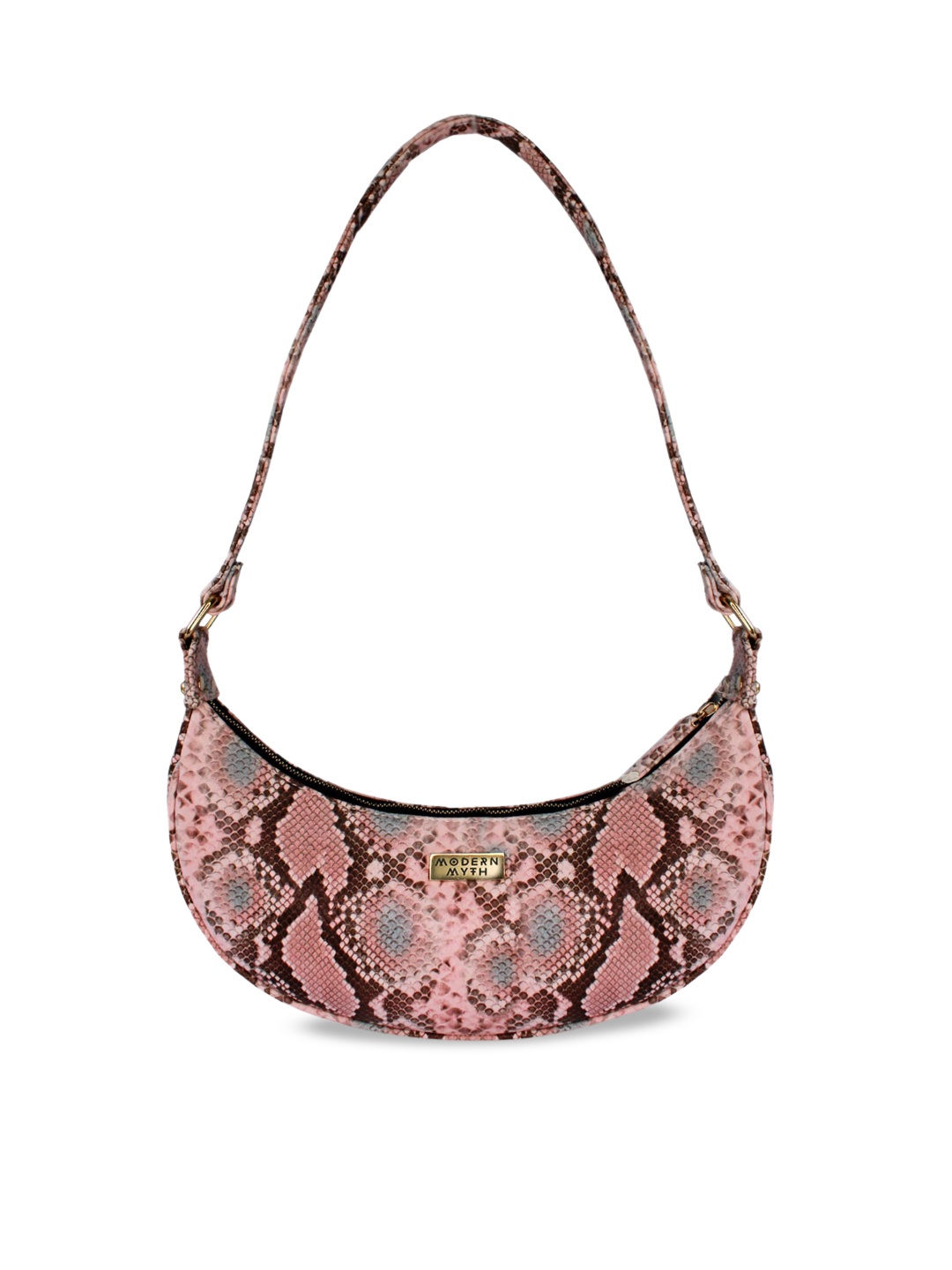 

MODERN MYTH Pink Animal Printed Half Moon Hobo Bag