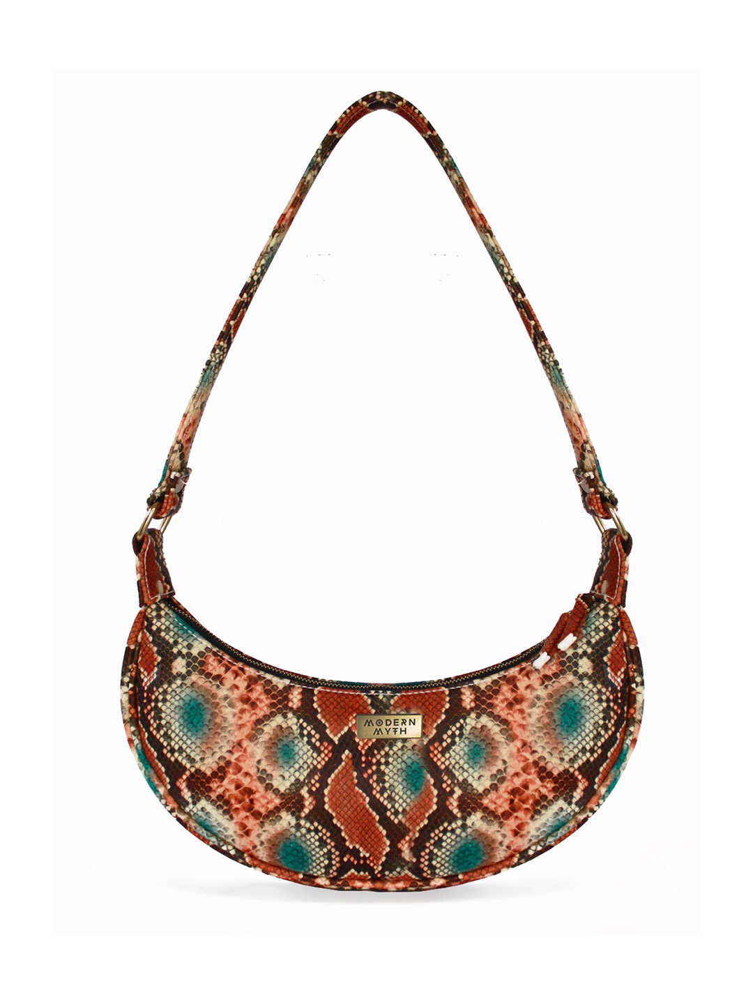 

MODERN MYTH Orange Animal Printed Half Moon Shoulder Bag