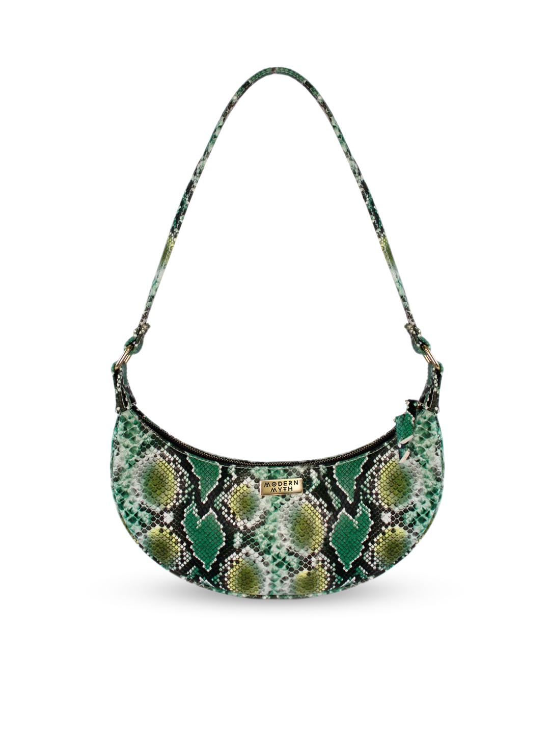 

MODERN MYTH Green Animal Printed Half Moon Hobo Bag